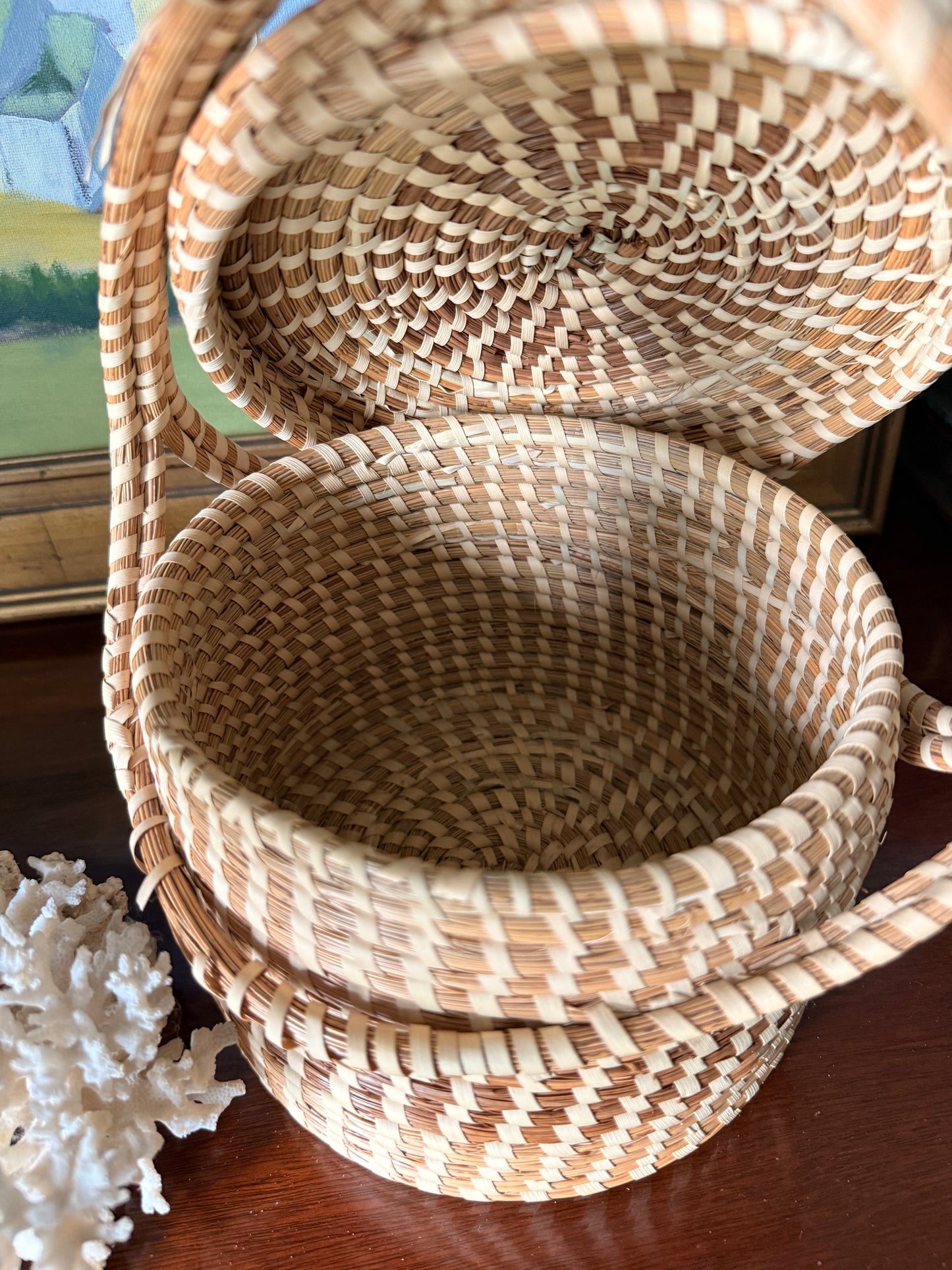 Sweetgrass and Pine Gullah Lidded Basket