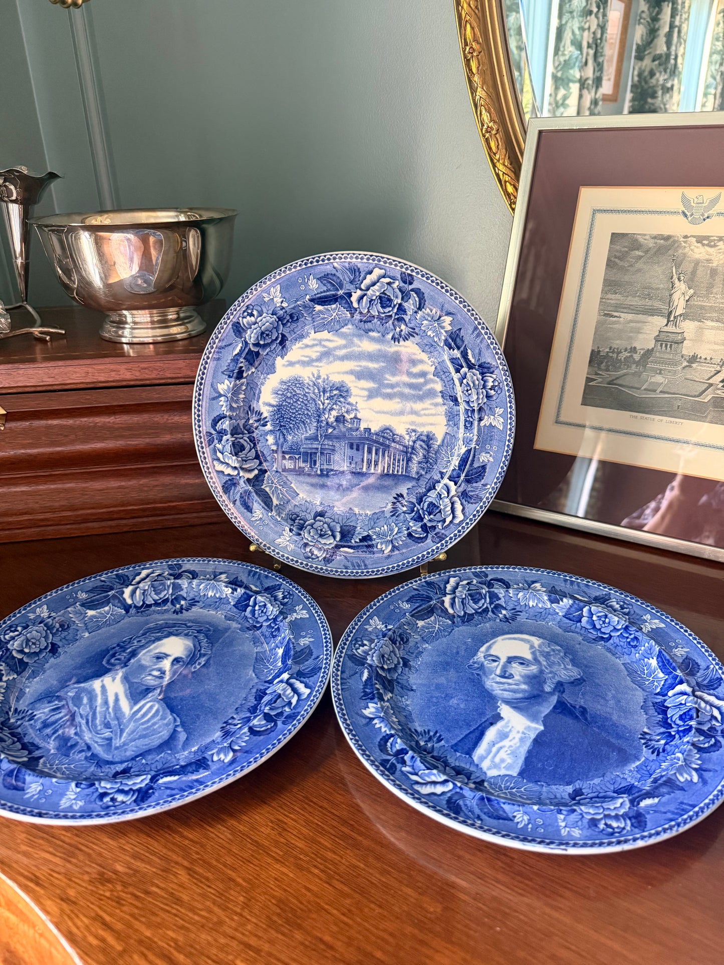 Antique Wedgwood Mount Vernon, George Washington and Martha Washington Plates