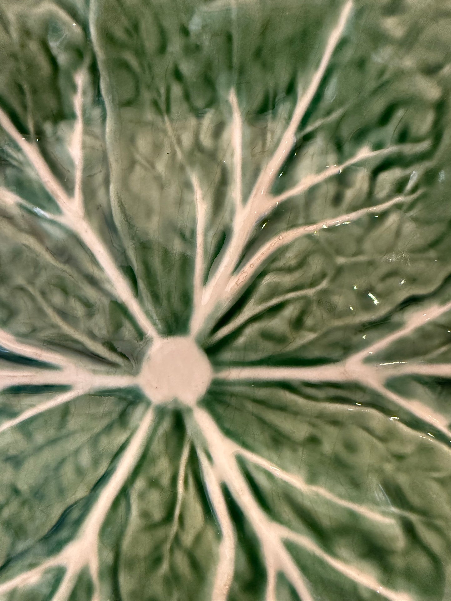 Pair Vintage Bordallo Pinheiro Cabbage Luncheon Plates