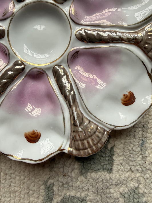 Antique French Porcelain Oyster Plate Pink