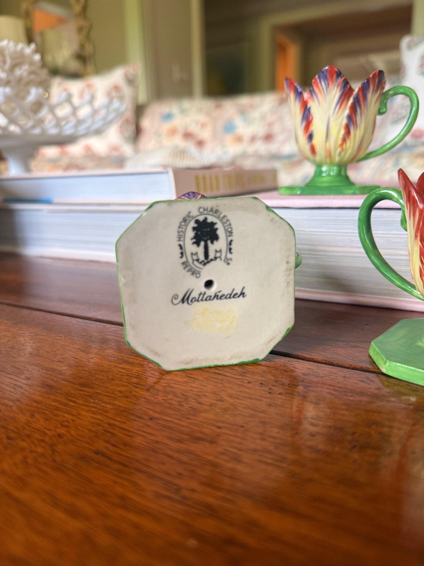 Mottahedeh Historic Charleston Hand-Painted Porcelain Tulip Cups