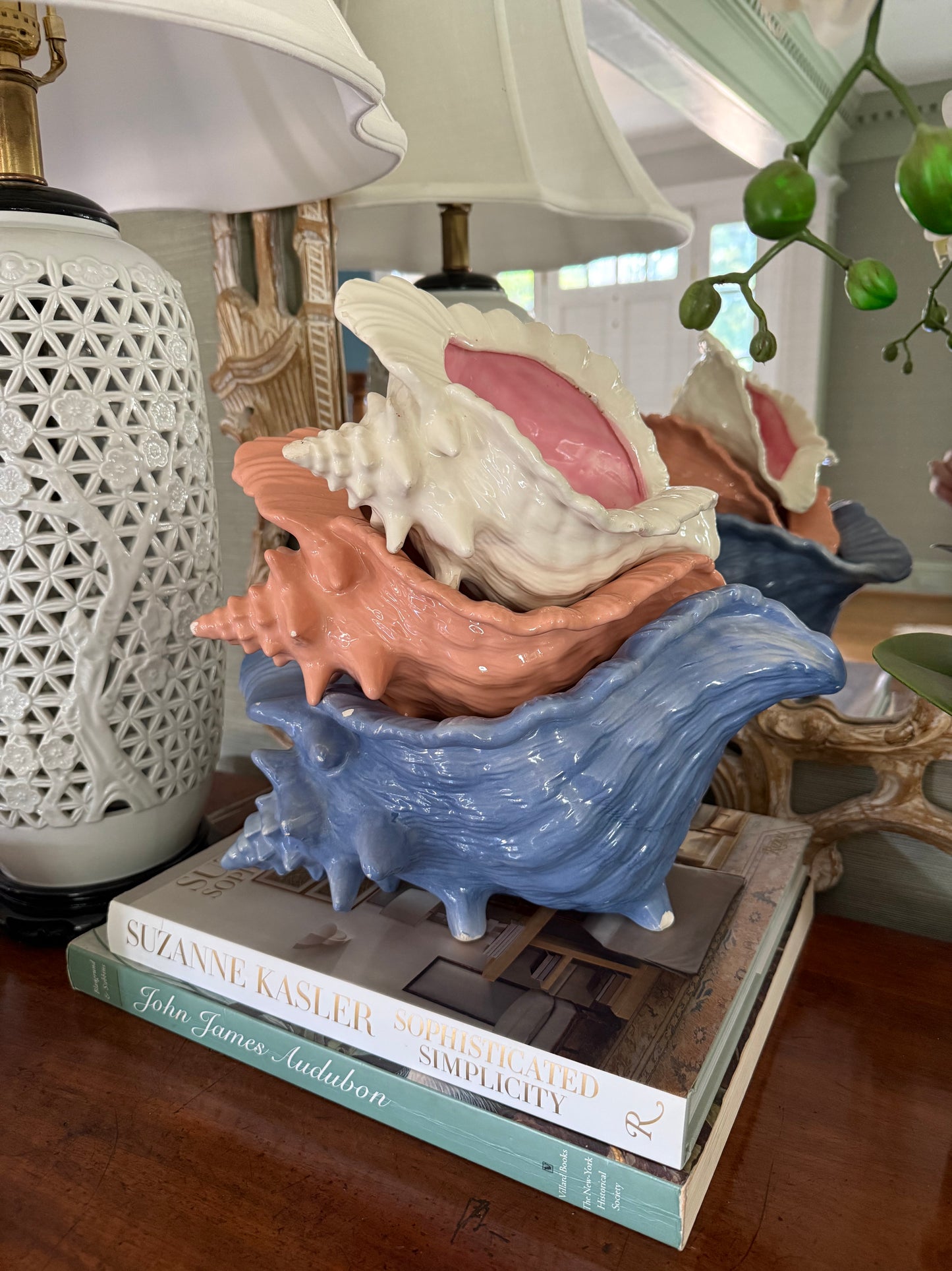 Vintage American Mold Ceramic Shell Planter - Pink