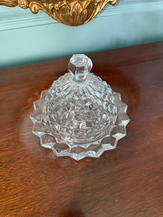 Vintage Fostoria American Round Covered Butter Dish