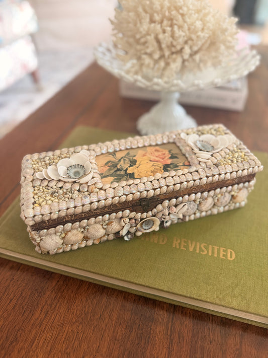 Antique Hand-Painted Shell Box