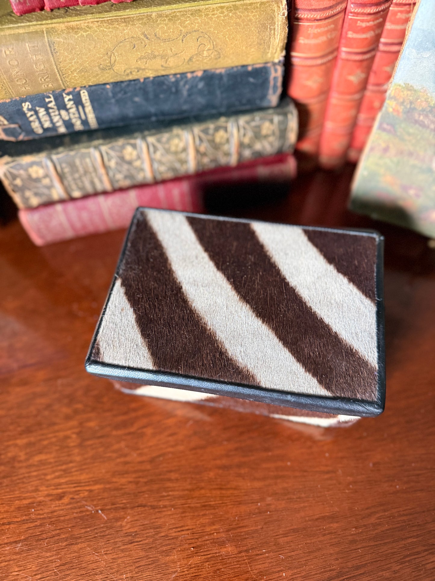 Natural Zebra Hide and Wood Box
