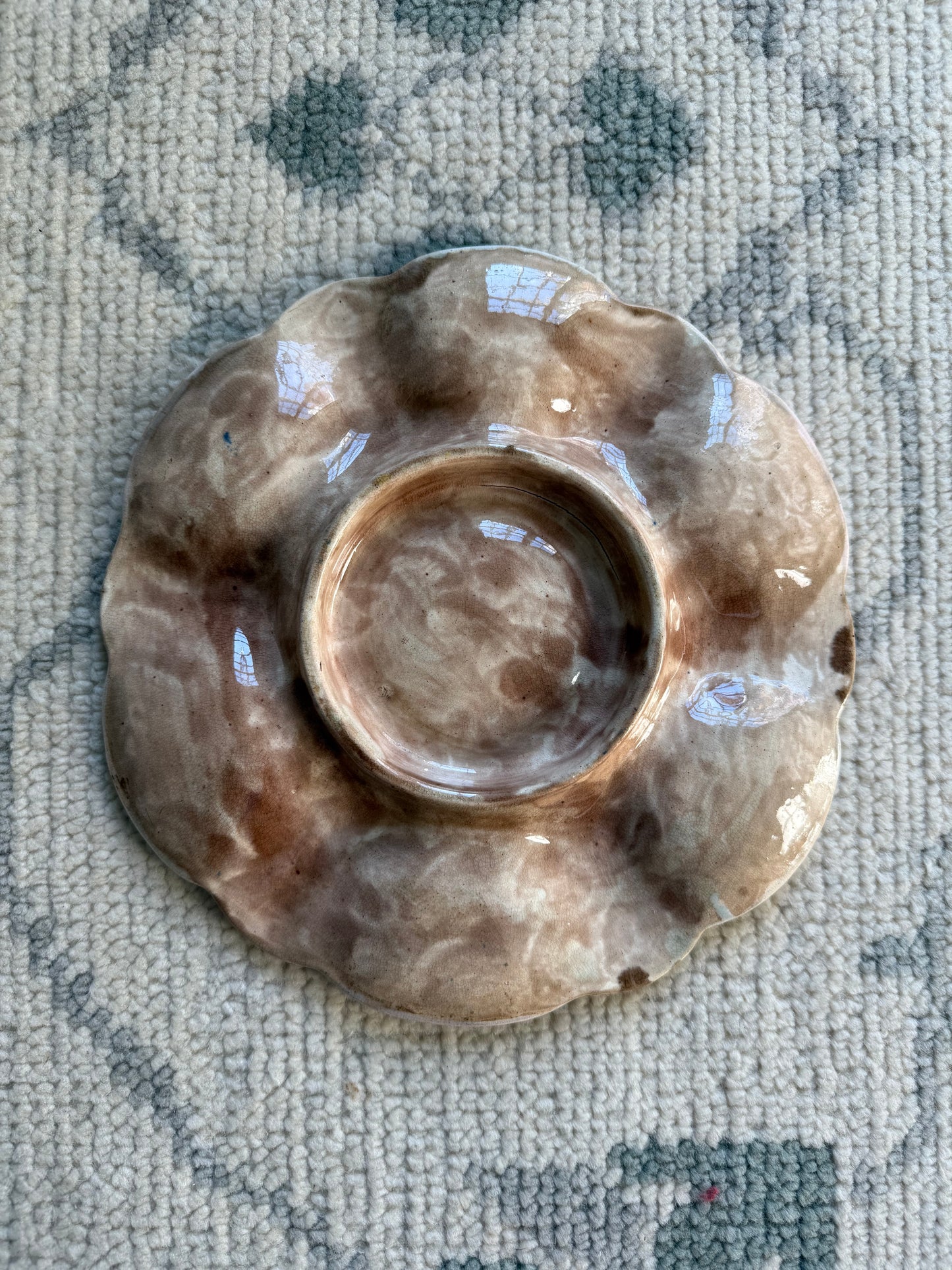 Antique English Majolica Six Well Oyster Plate - Pink