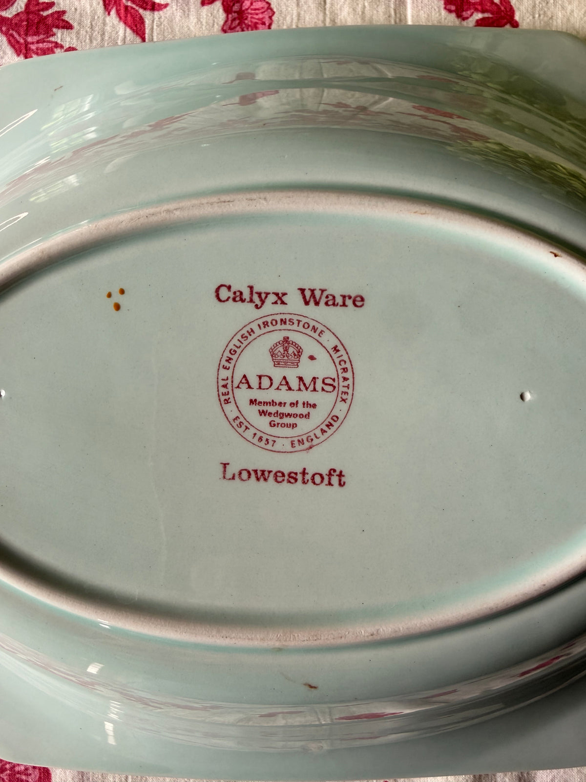 Vintage Adams Calyx Ware Lowestoft Oval Bottom 10” Dish