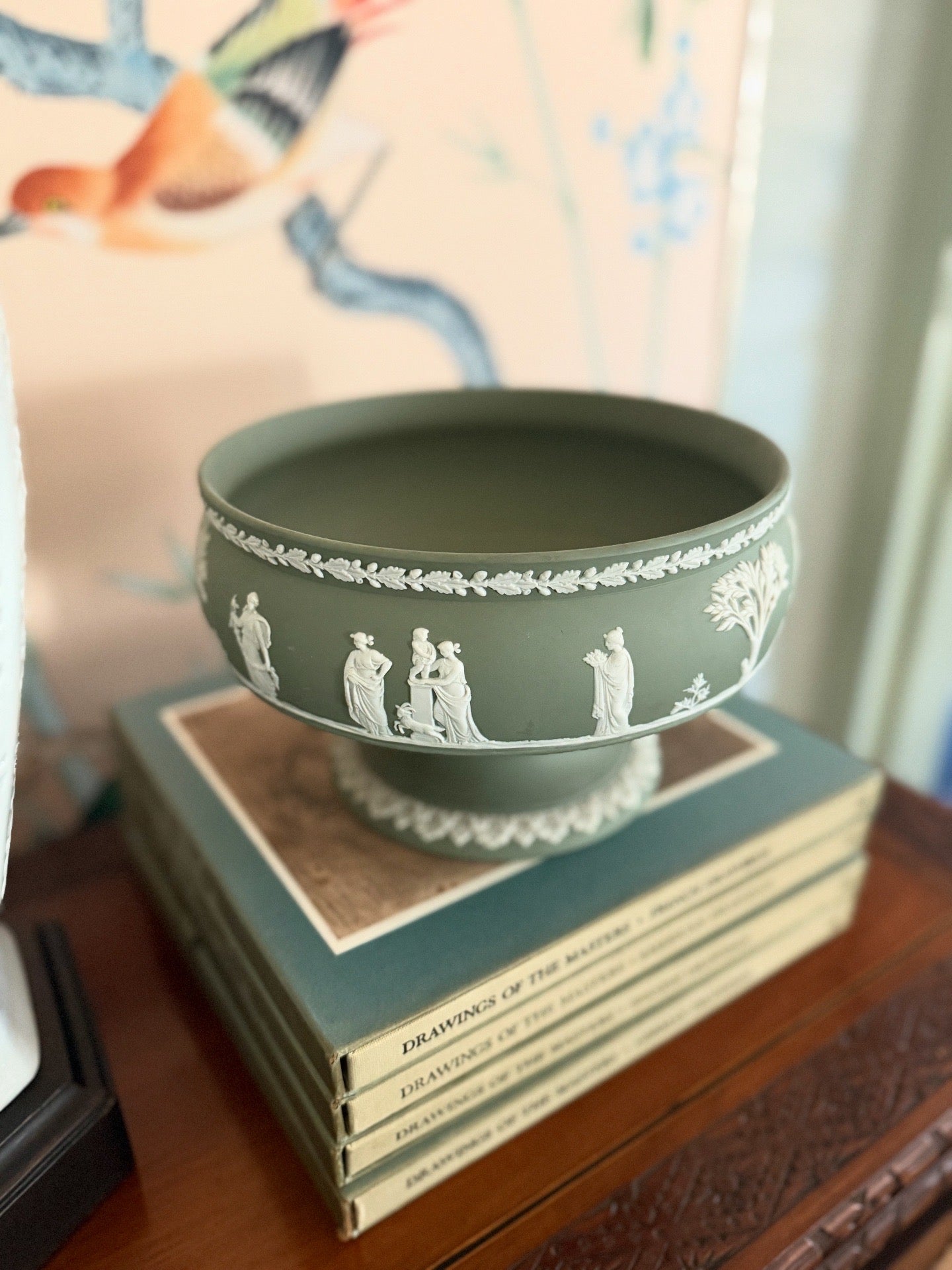 Wedgwood Jasperware Sage Footed Imperial Bowl