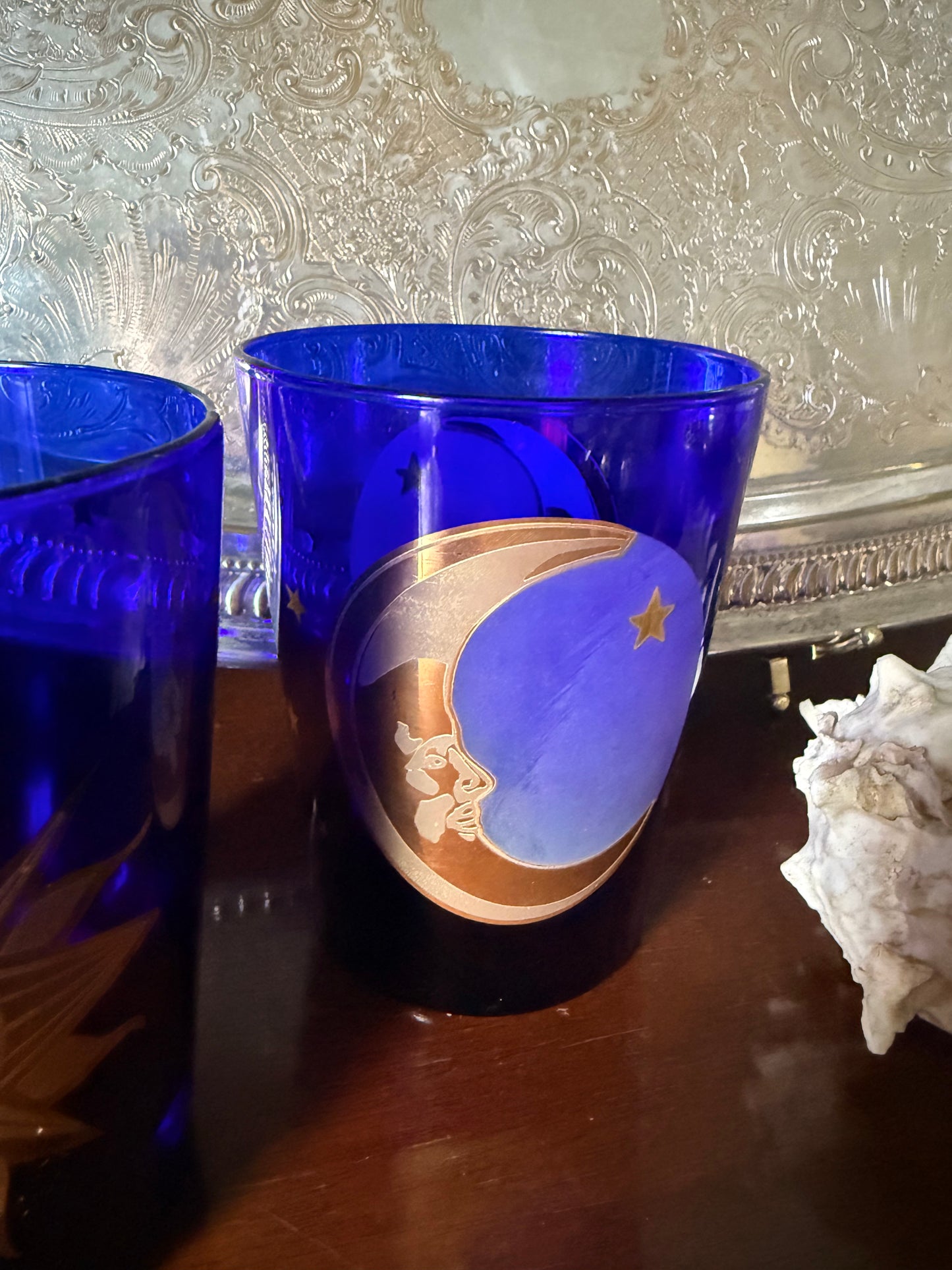 Pair of Culver Celestial Cobalt Cocktail Glasses