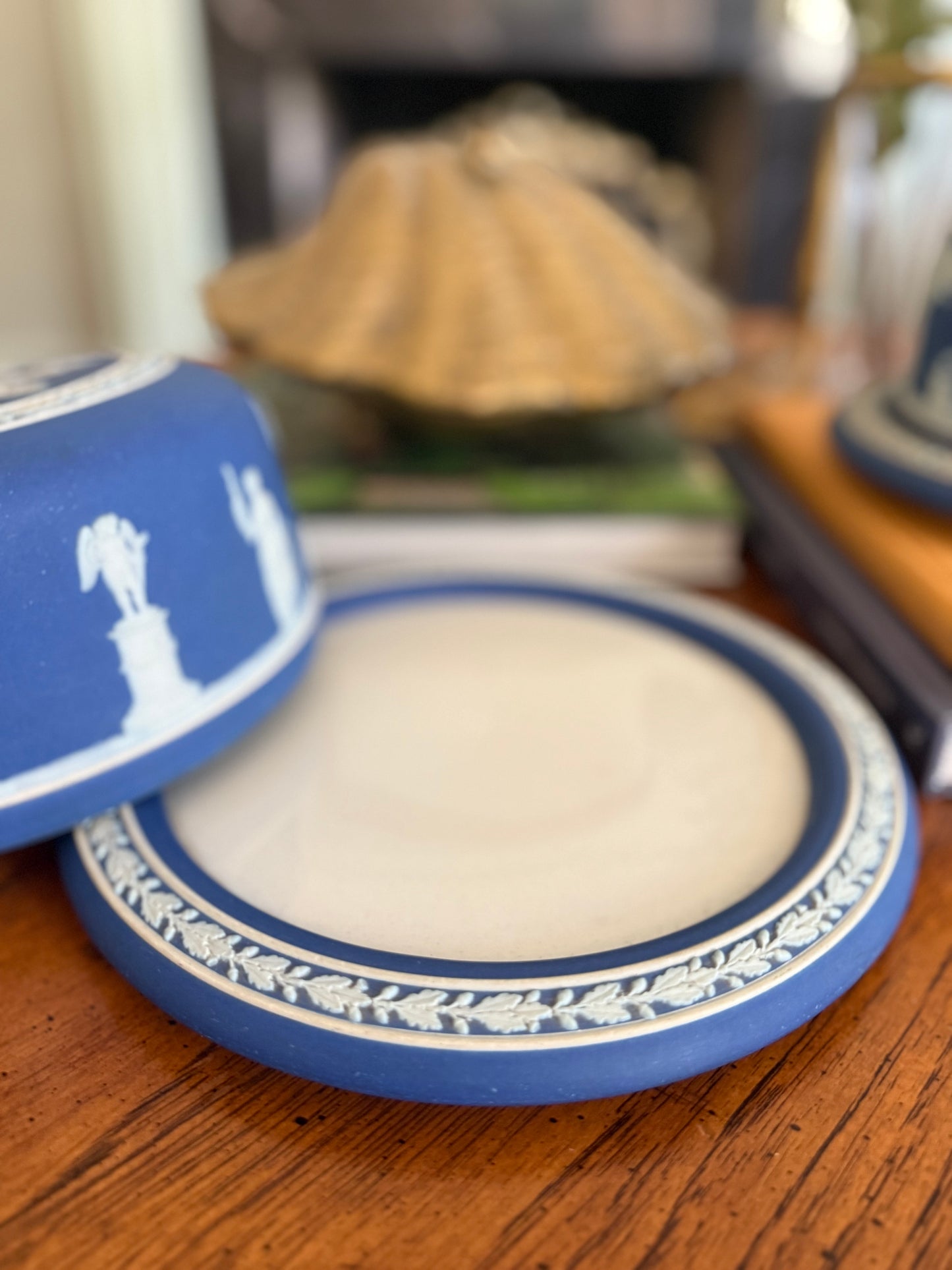 Antique Wedgwood Jasperware Cream on Royal Blue Cheese Dome