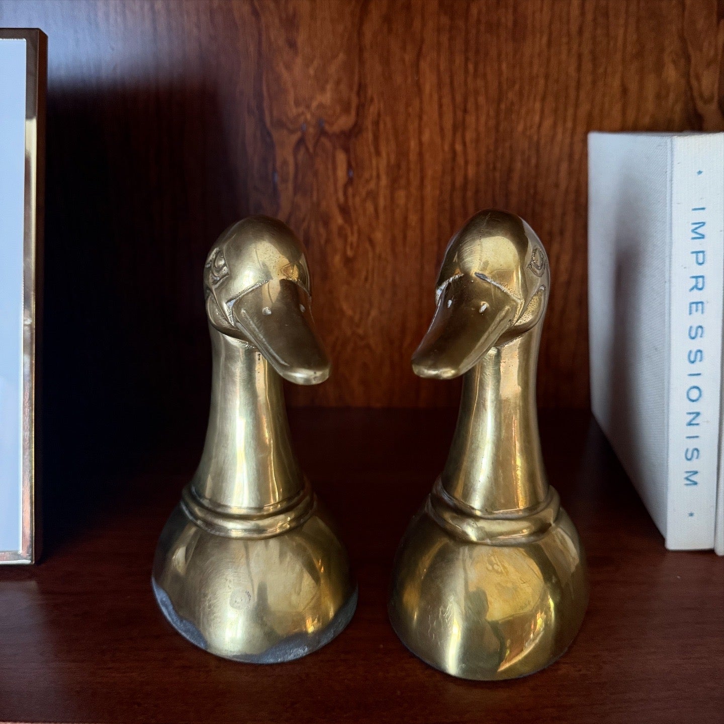 Mid-Century Brass Duck Bookends