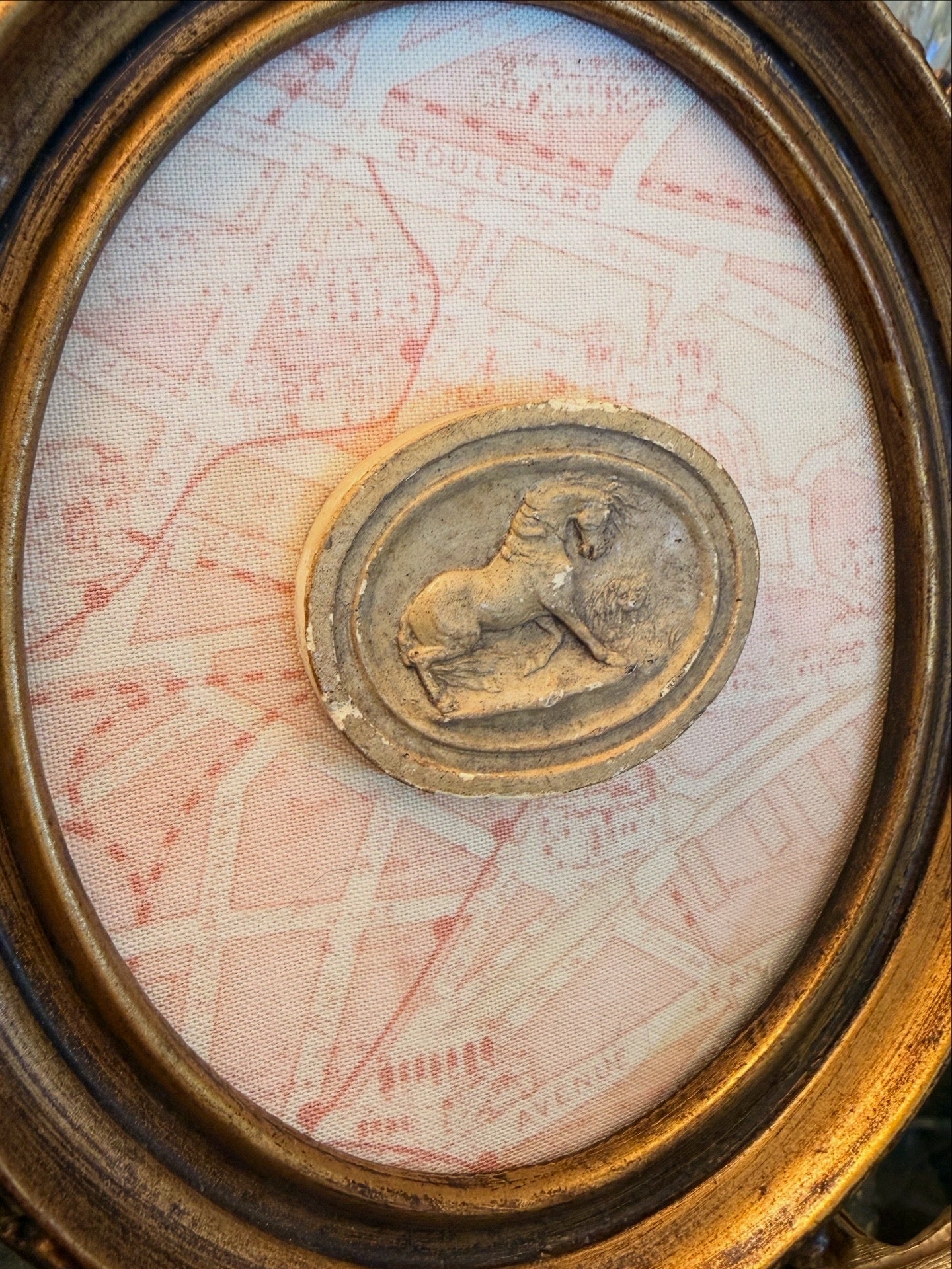 Antique Grand Tour Horse & Lion Intaglio, Mounted