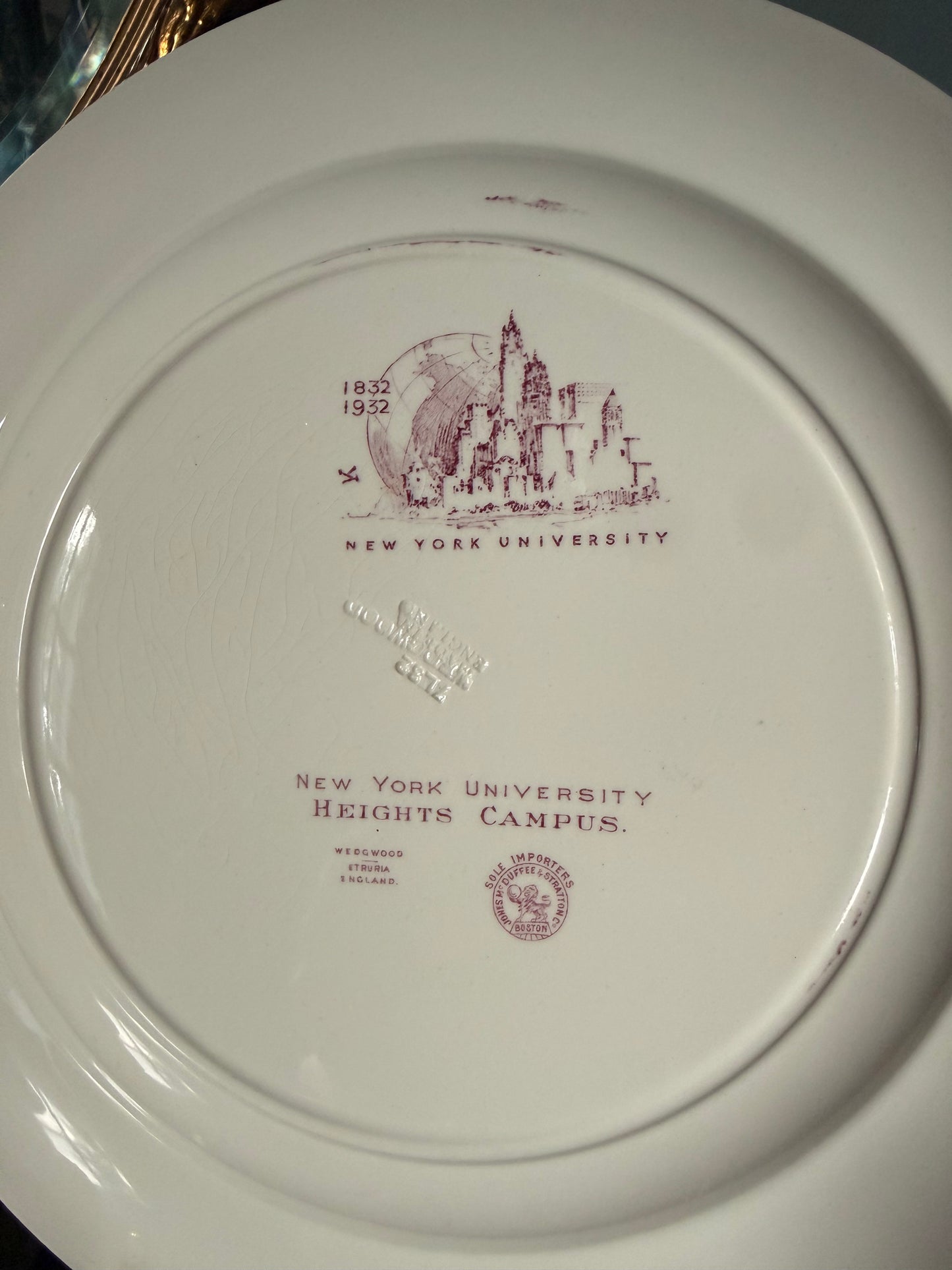 New York University Vintage Wedgwood Plate