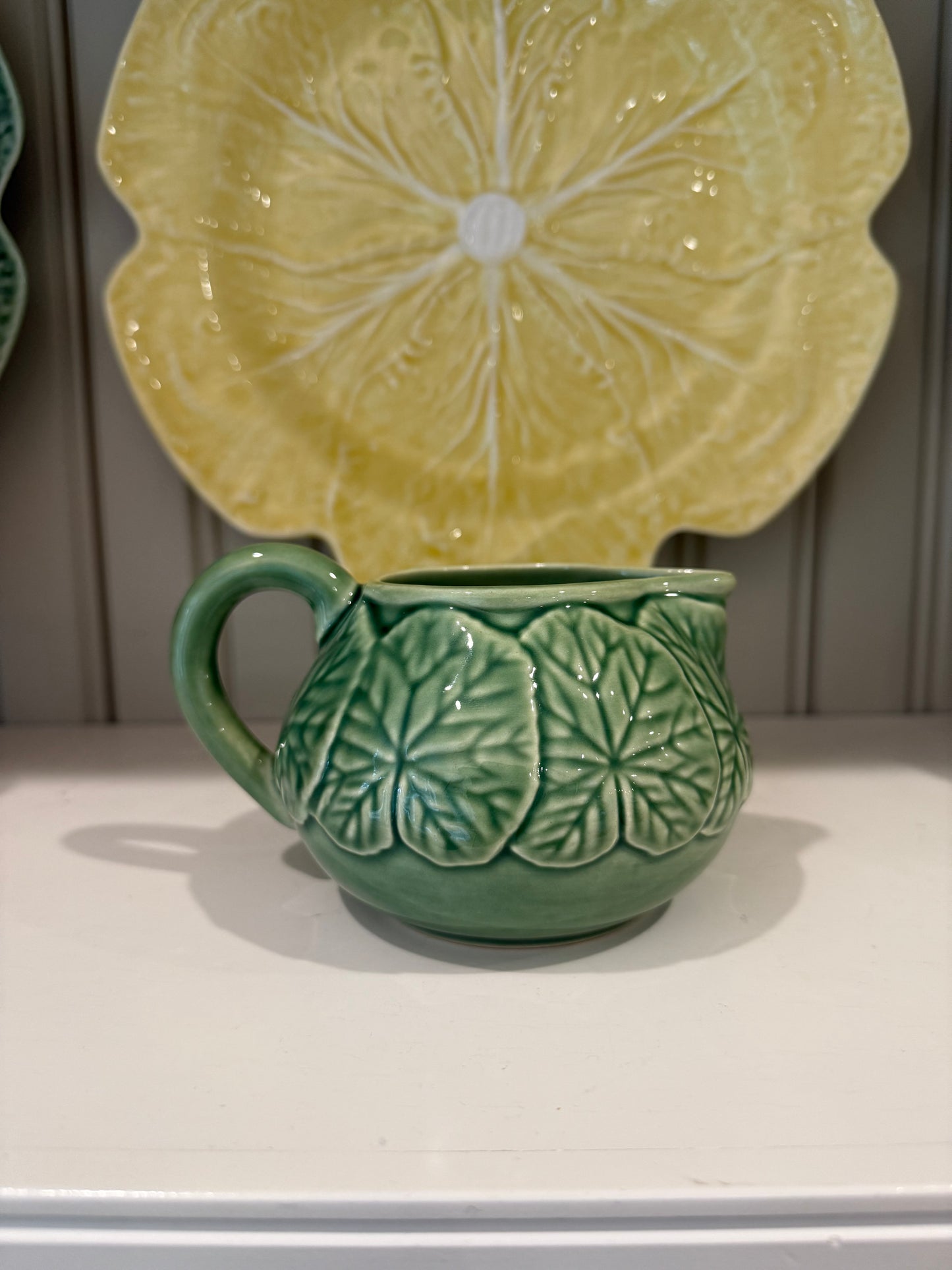 Vintage Bordallo Pinheiro Geranium Green Creamer