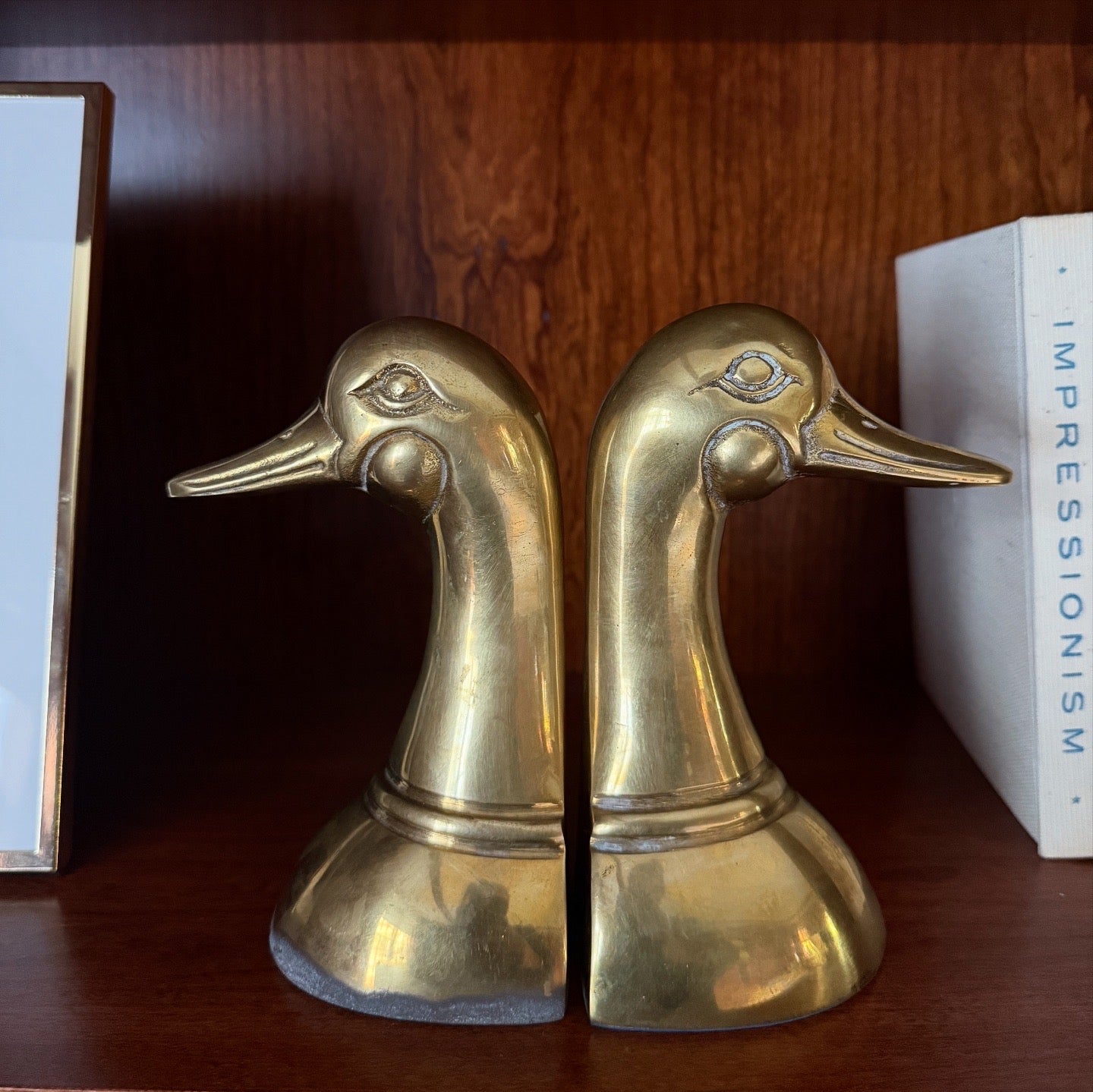Mid-Century Brass Duck Bookends