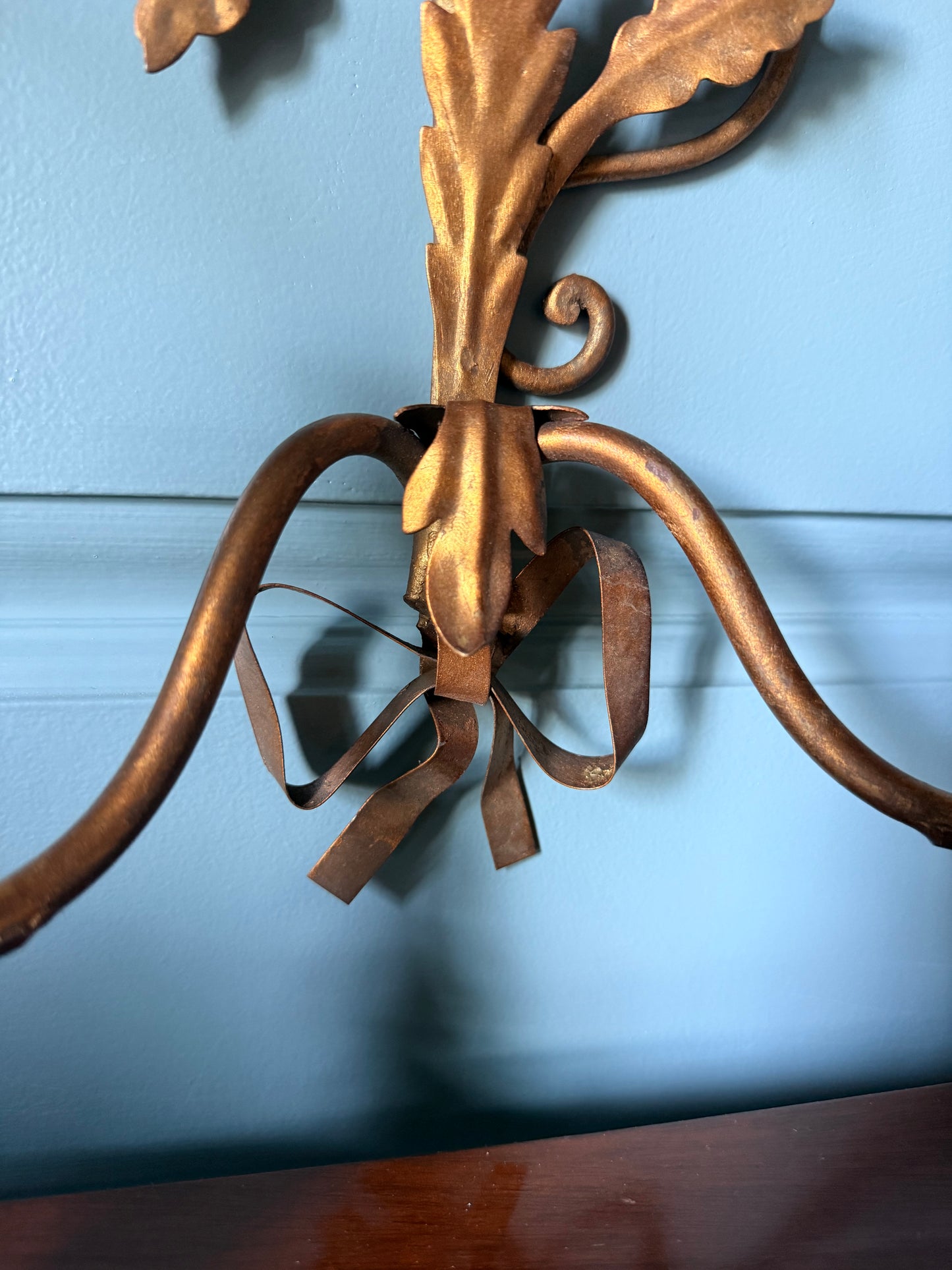 Vintage Italian Gilt Two-arm Wall Sconce