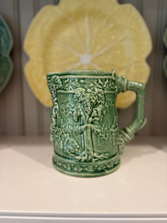 Vintage Bordallo Pinheiro Grape Vines Green Pitcher