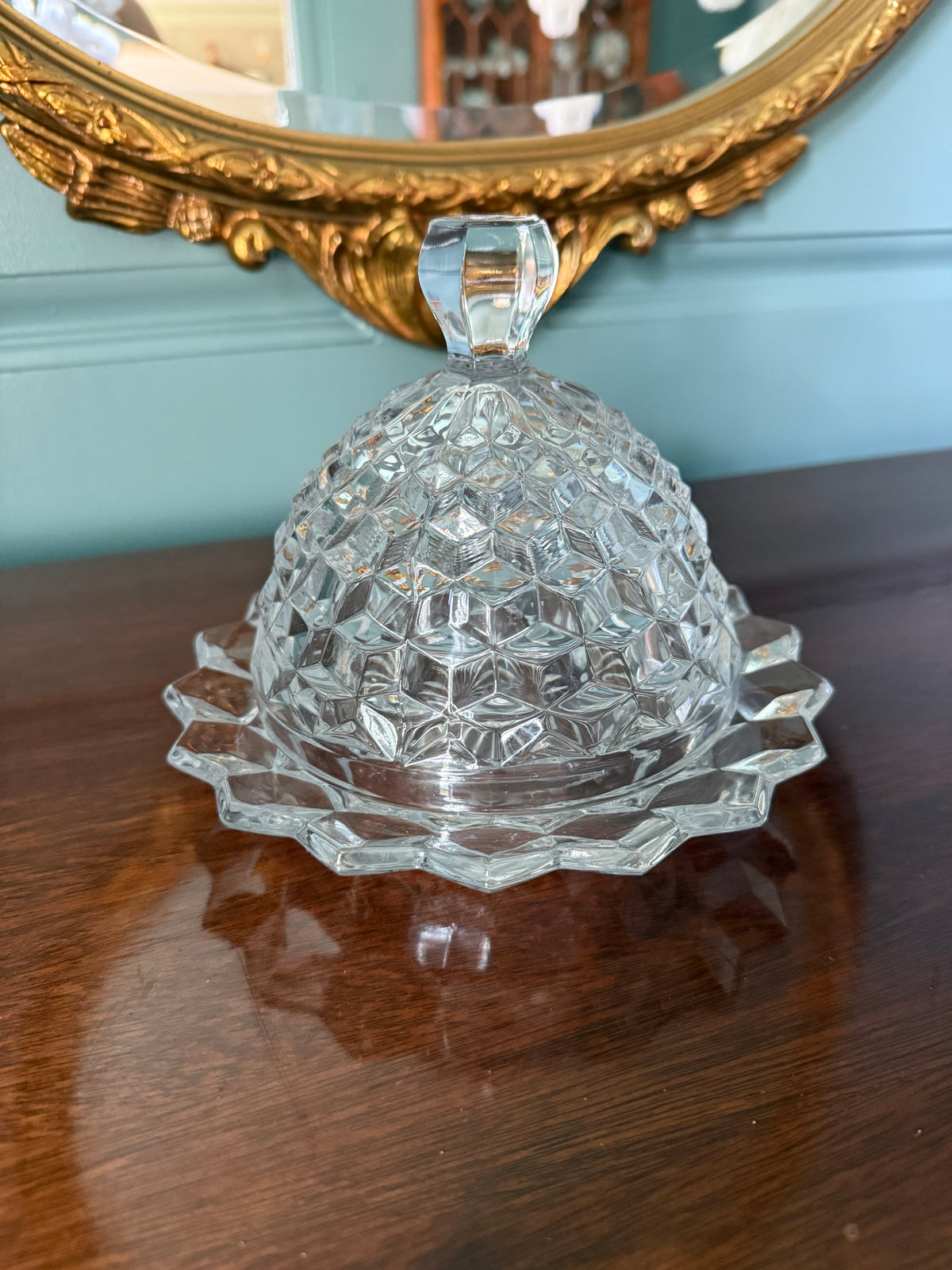 Vintage Fostoria American Round Covered Butter Dish