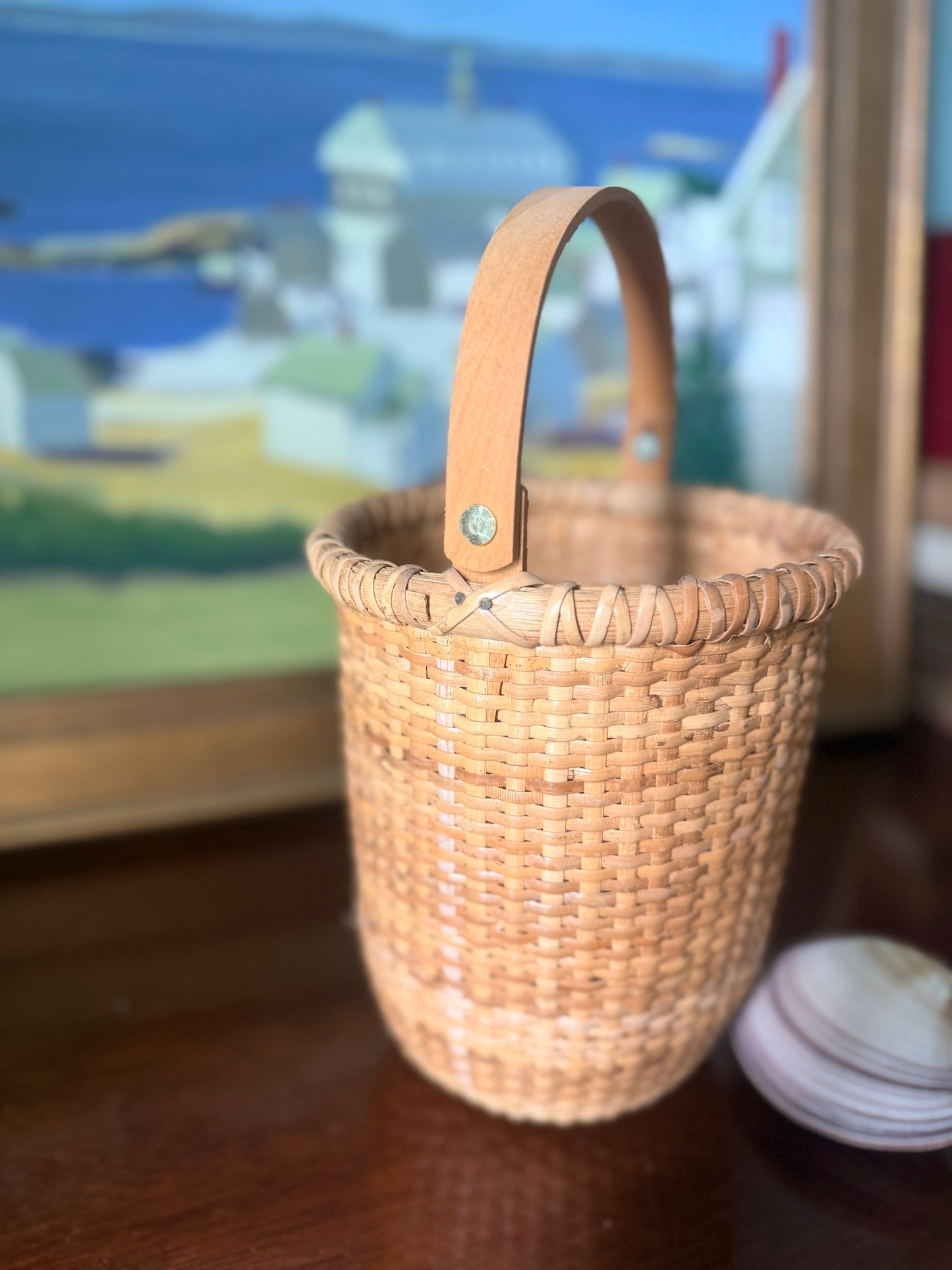 Nantucket Style Columnar Top Handle Basket