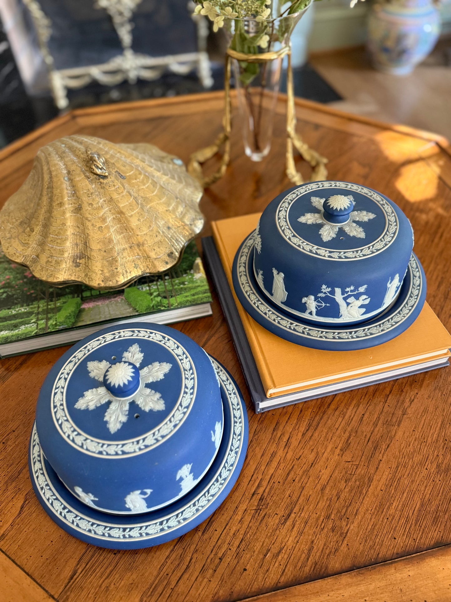 Antique Wedgwood Jasperware Cream on Royal Blue Cheese Dome