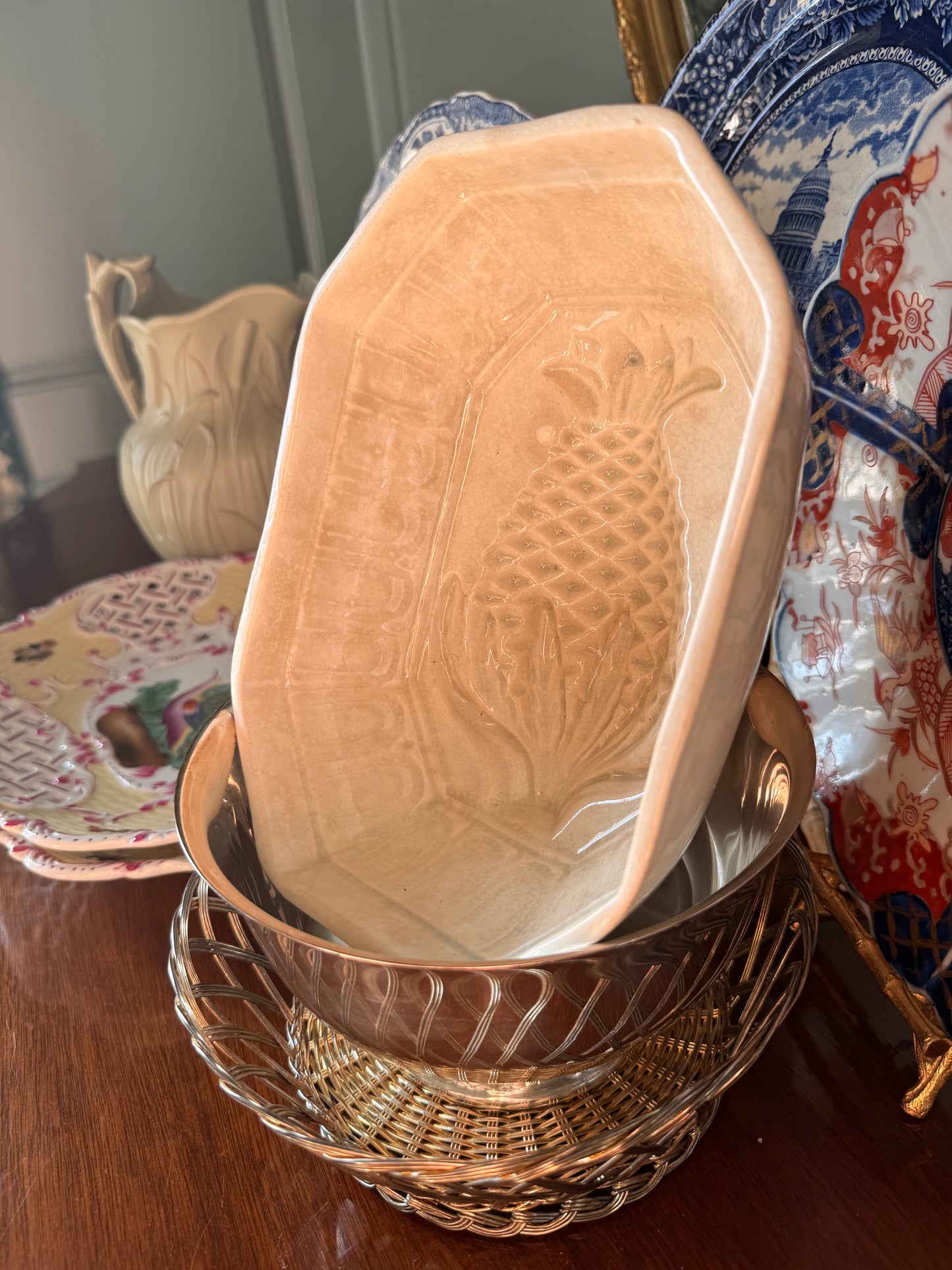 Antique Ironstone Pineapple Pudding Mold