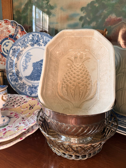 Antique Ironstone Pineapple Pudding Mold