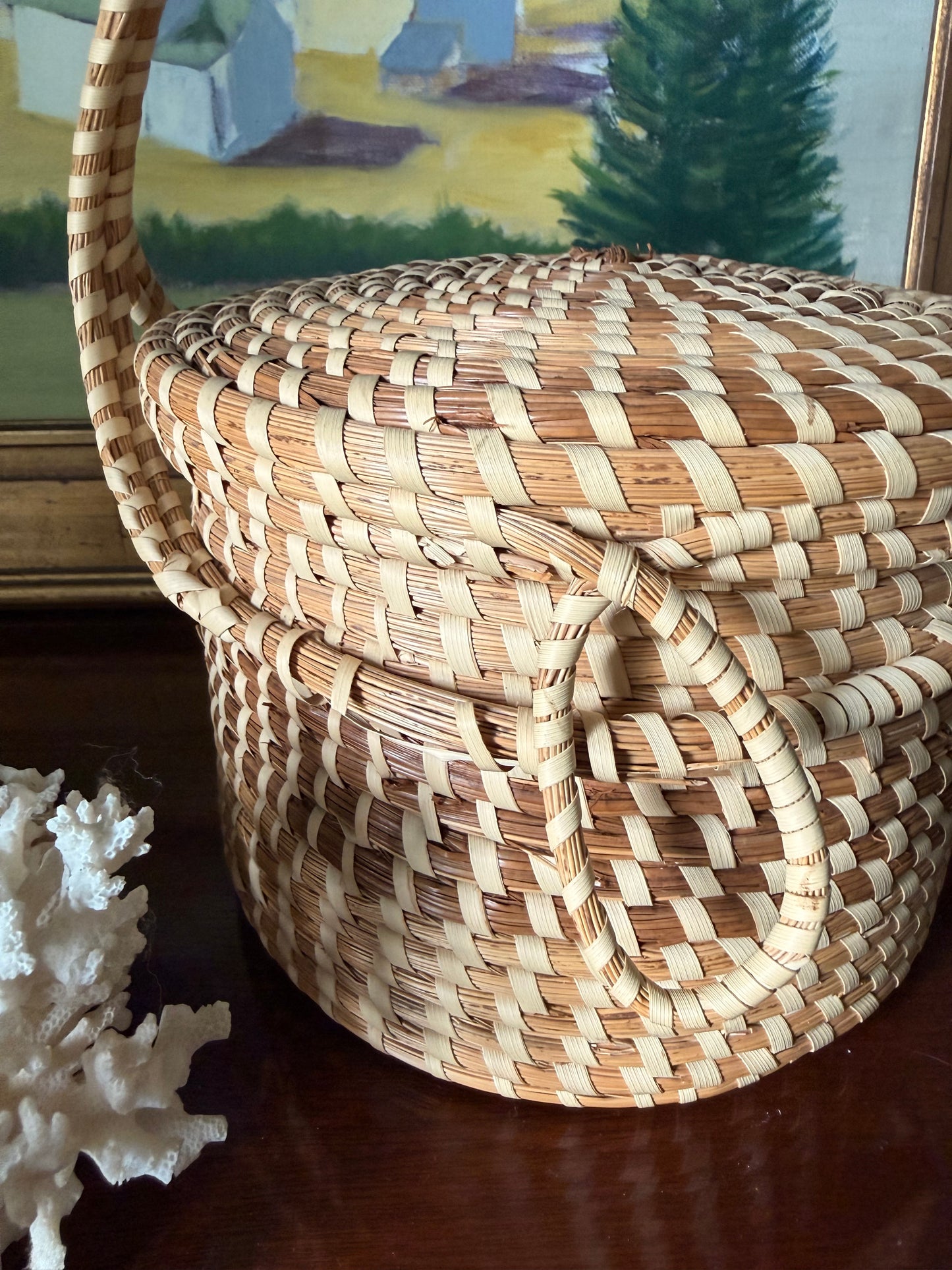Sweetgrass and Pine Gullah Lidded Basket