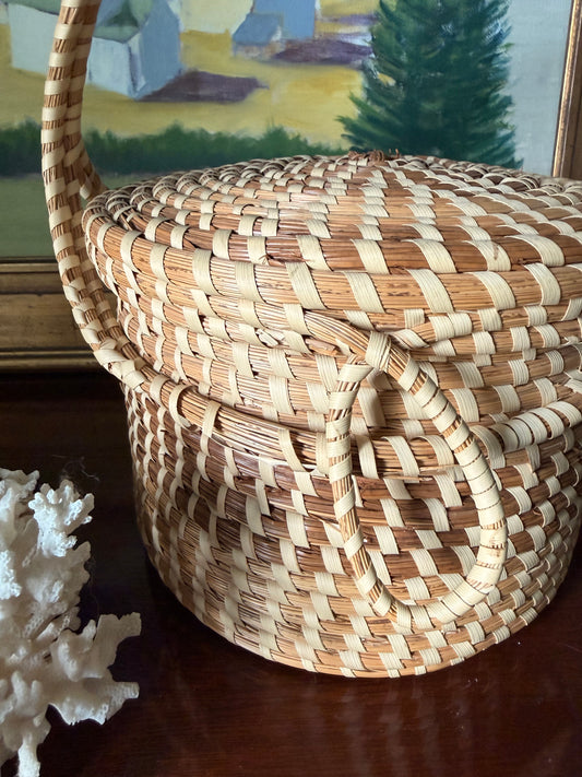 Sweetgrass and Pine Gullah Lidded Basket