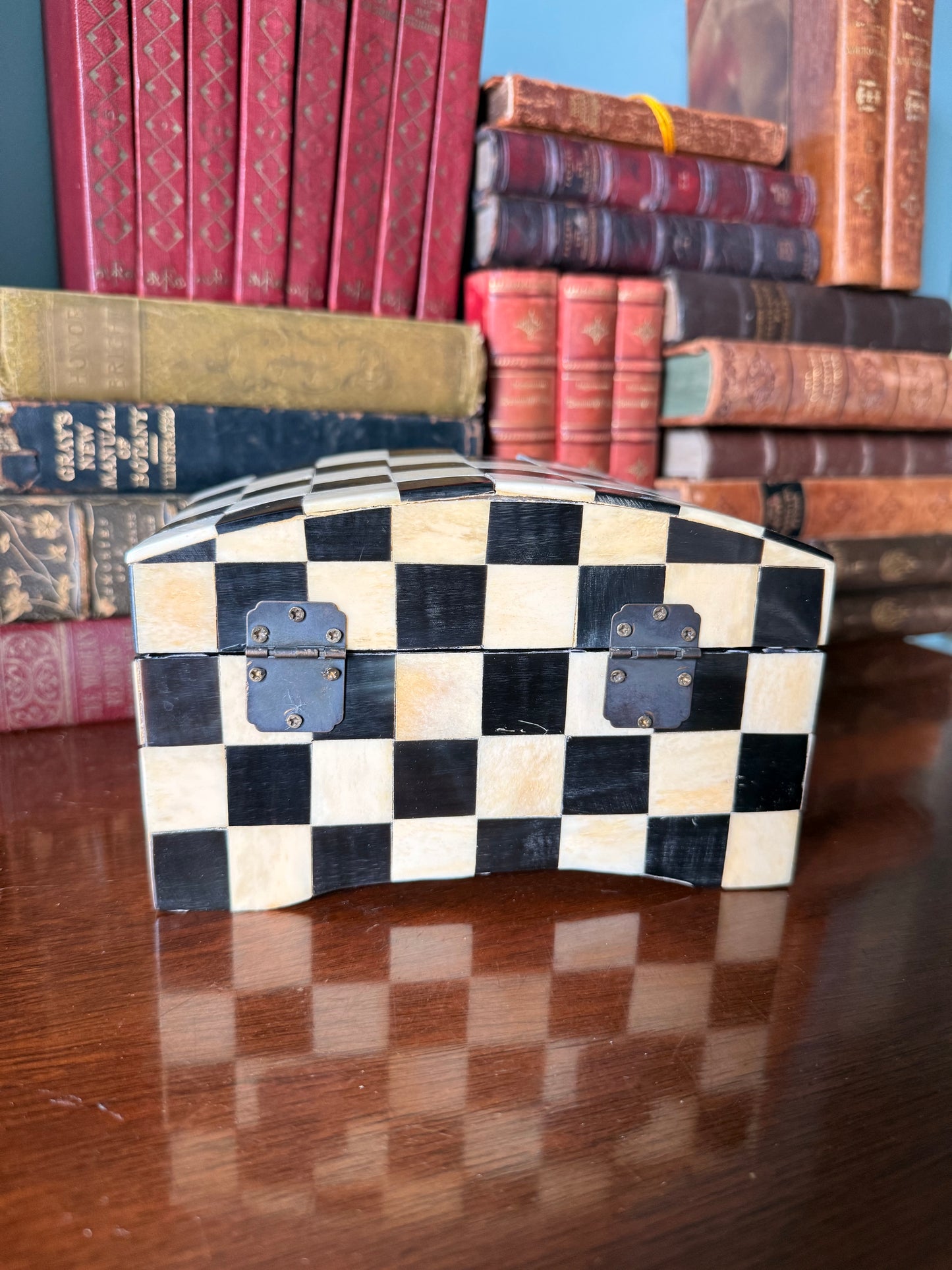 Bone Checkerboard Domed Box