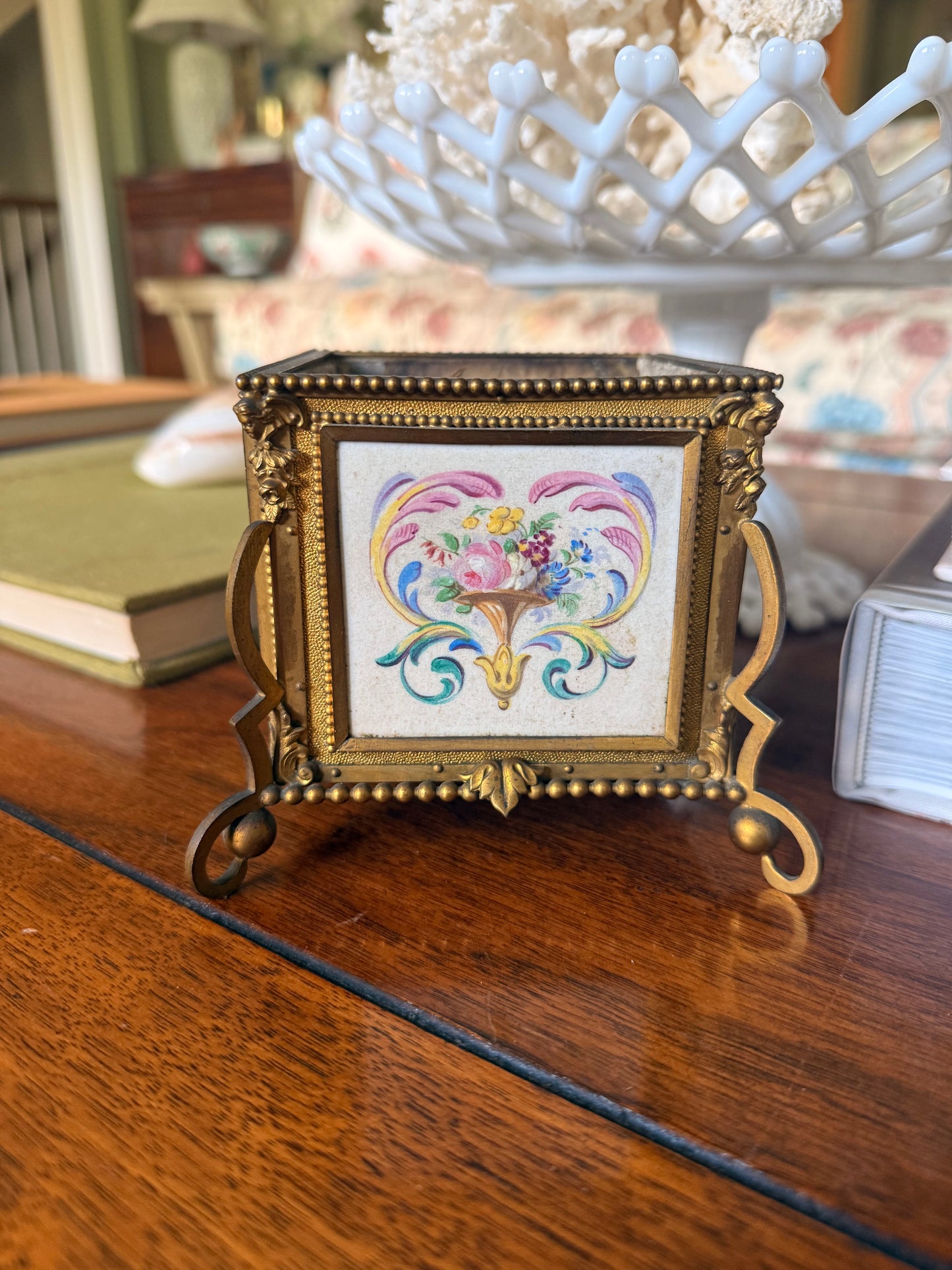 Antique Nicolas Morfau French Ormolu & Porcelain Cachepots
