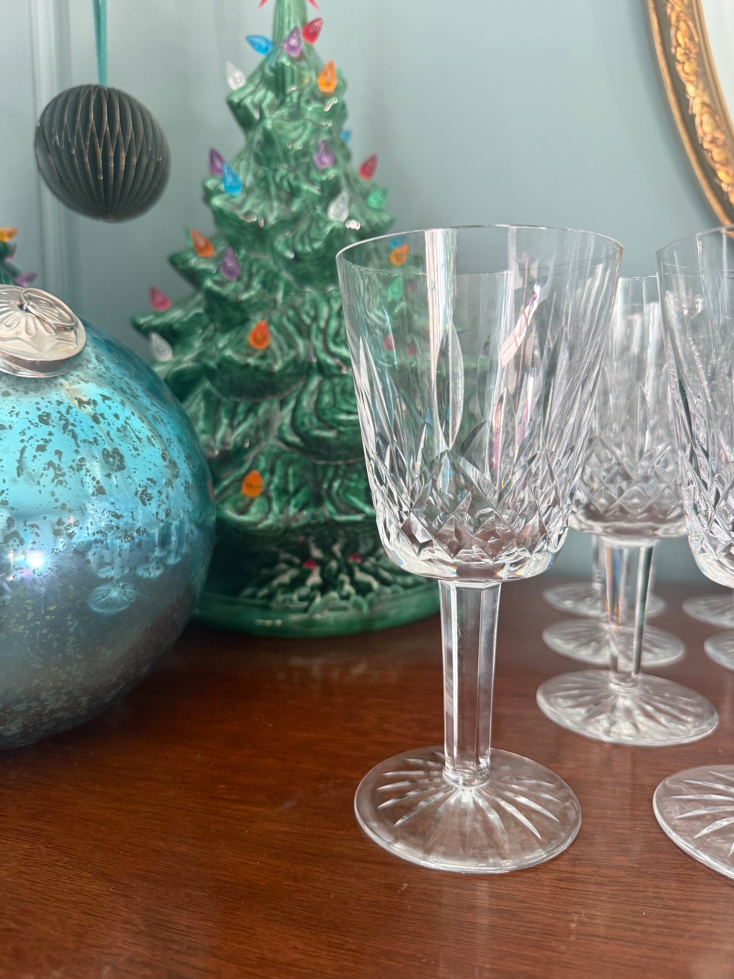 Set of 7 Waterford Lismore Crystal Wine Glasses, 8oz