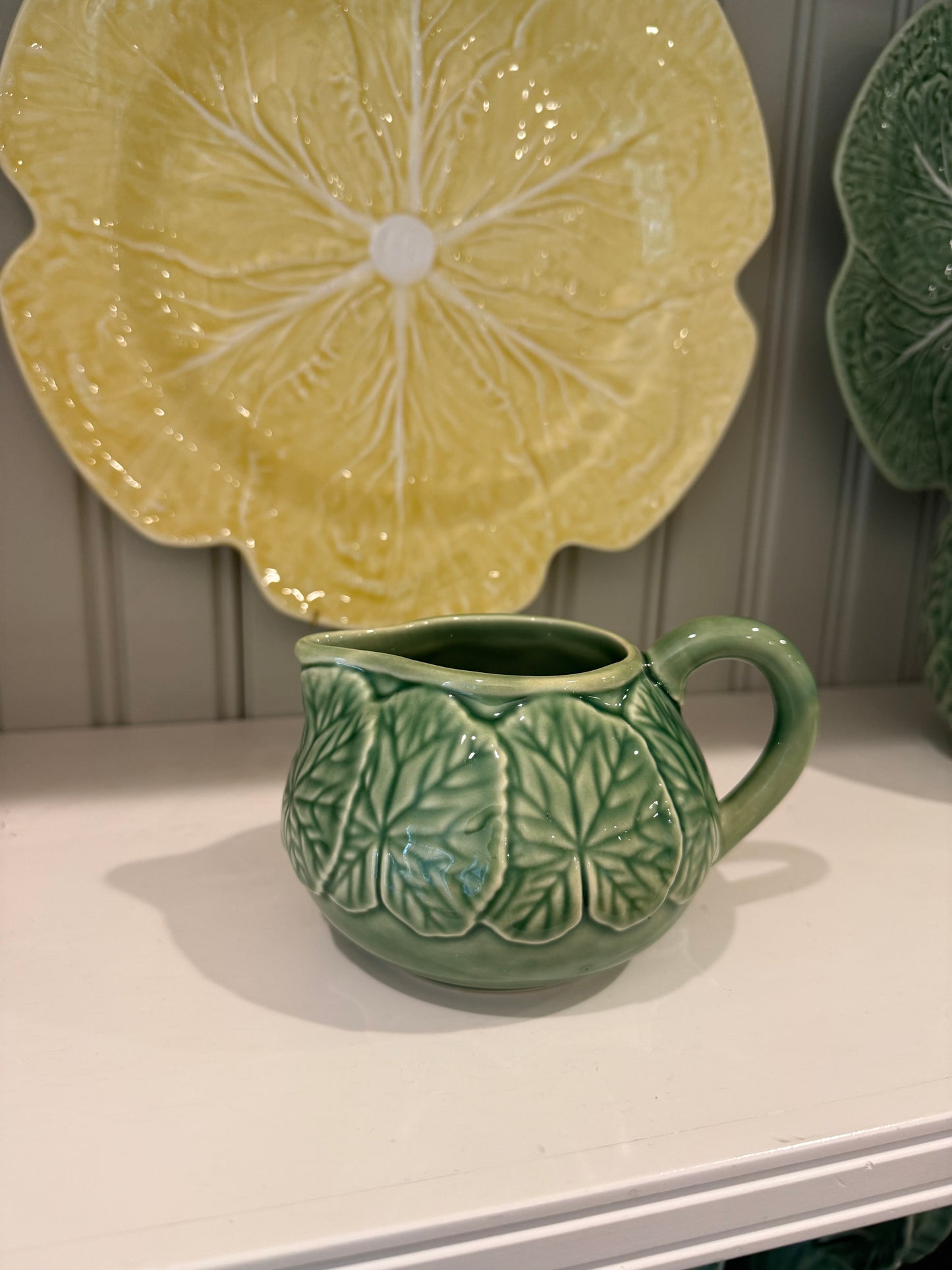 Vintage Bordallo Pinheiro Geranium Green Creamer