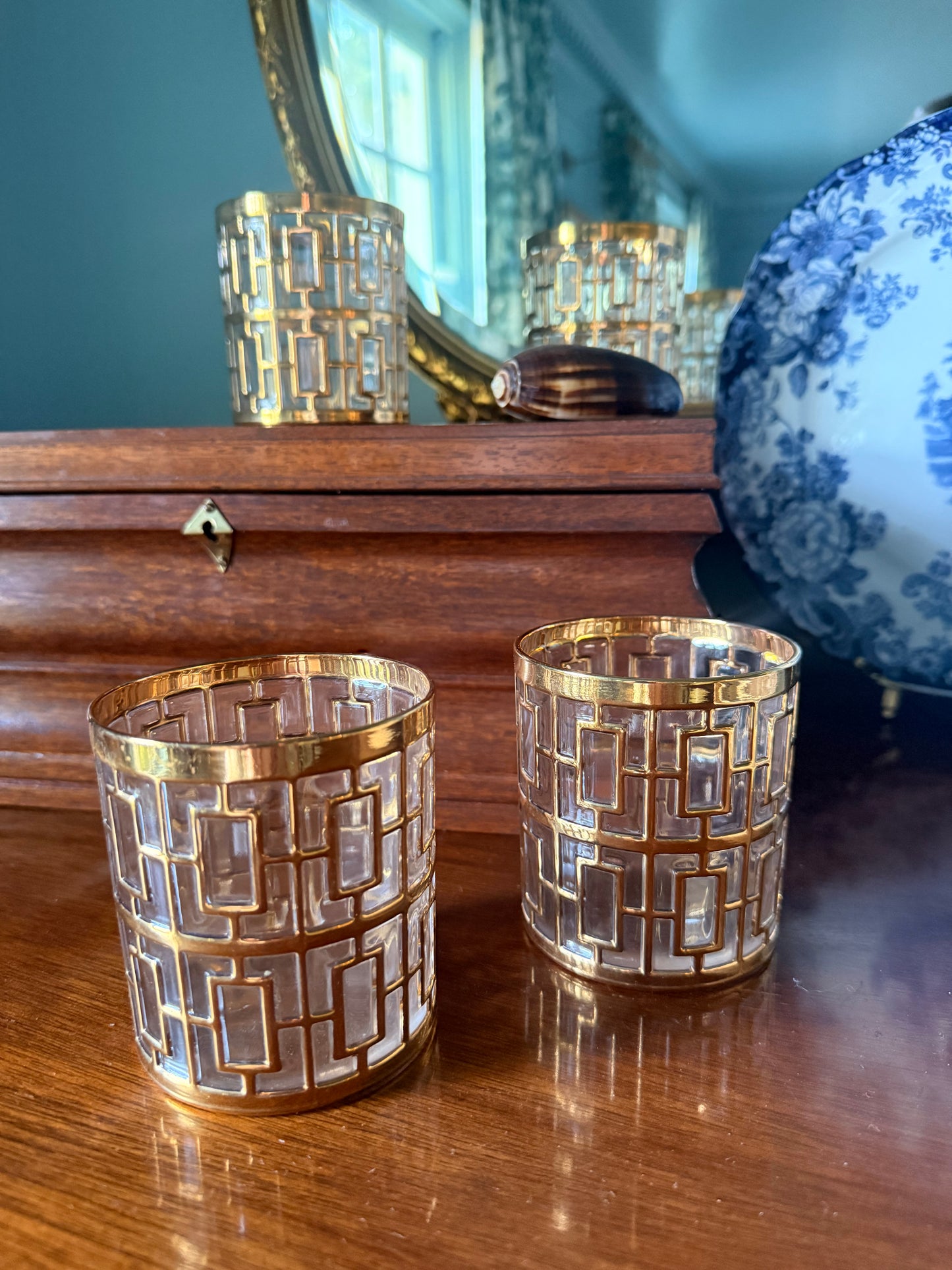 Set of Four Imperial Glass Shoji Cocktail Glasses
