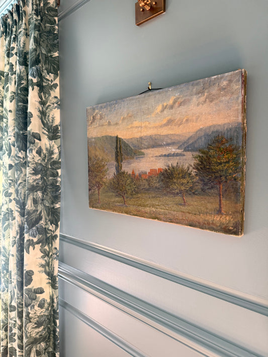 Antique French Pastoral Oil on Canvas, Signed