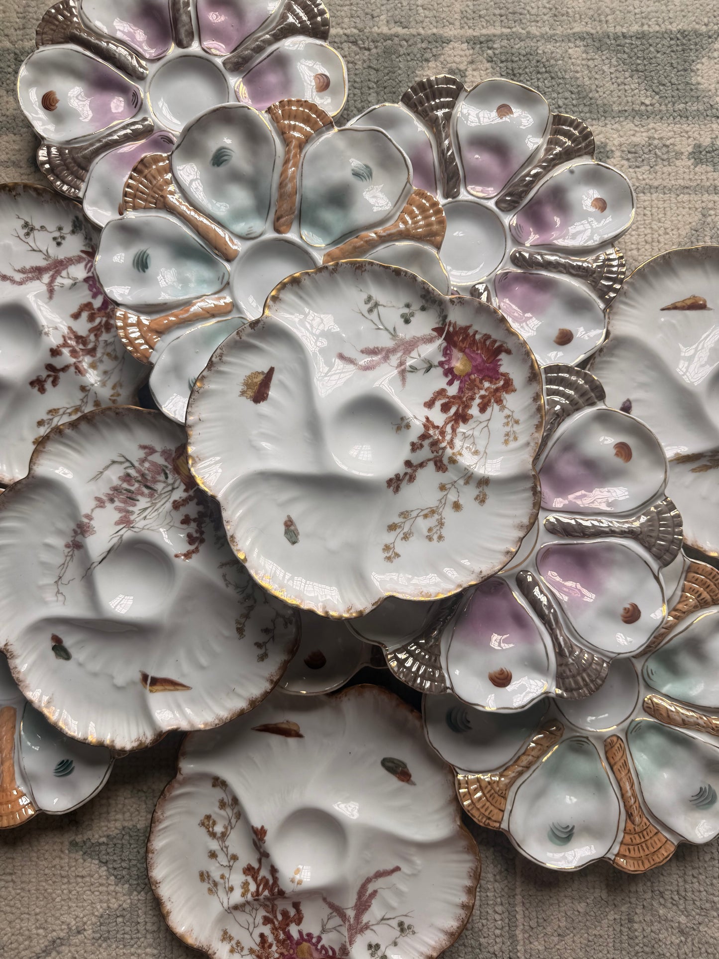 Antique Limoges Porcelain Oyster Plates