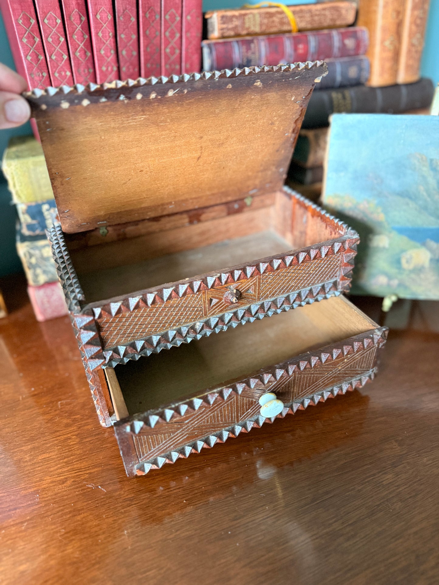 Antique Tramp Art Box