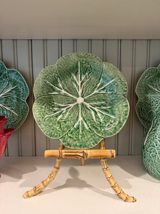 Pair Vintage Bordallo Pinheiro Cabbage Luncheon Plates