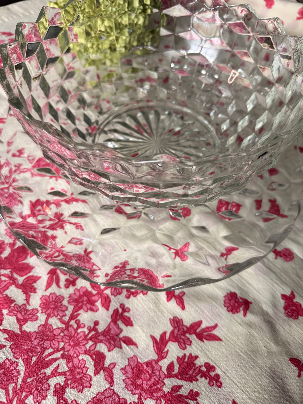 Vintage Fostoria American Punch Bowl with Footed Plate