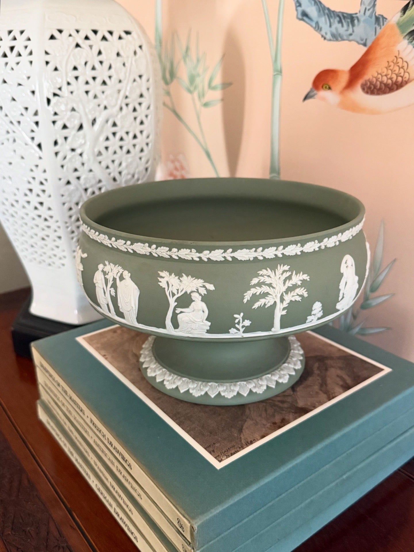 Wedgwood Jasperware Sage Footed Imperial Bowl