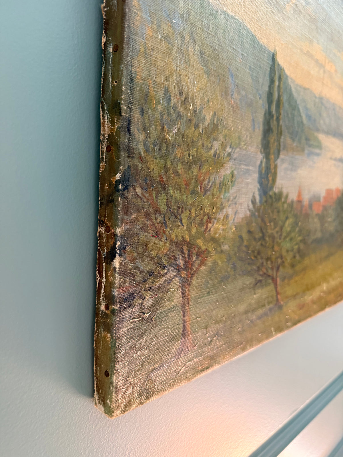 Antique French Pastoral Oil on Canvas, Signed