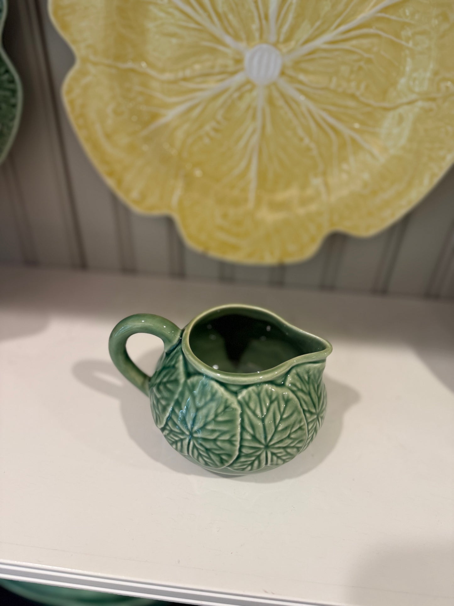 Vintage Bordallo Pinheiro Geranium Green Creamer