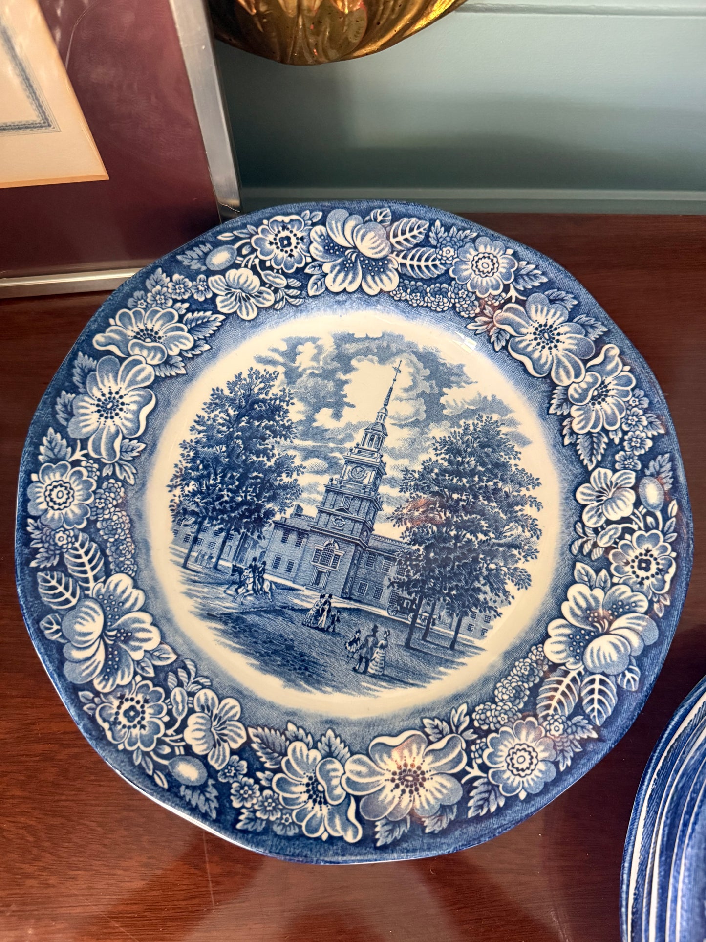 Liberty Blue Independence Hall Dinner Plates