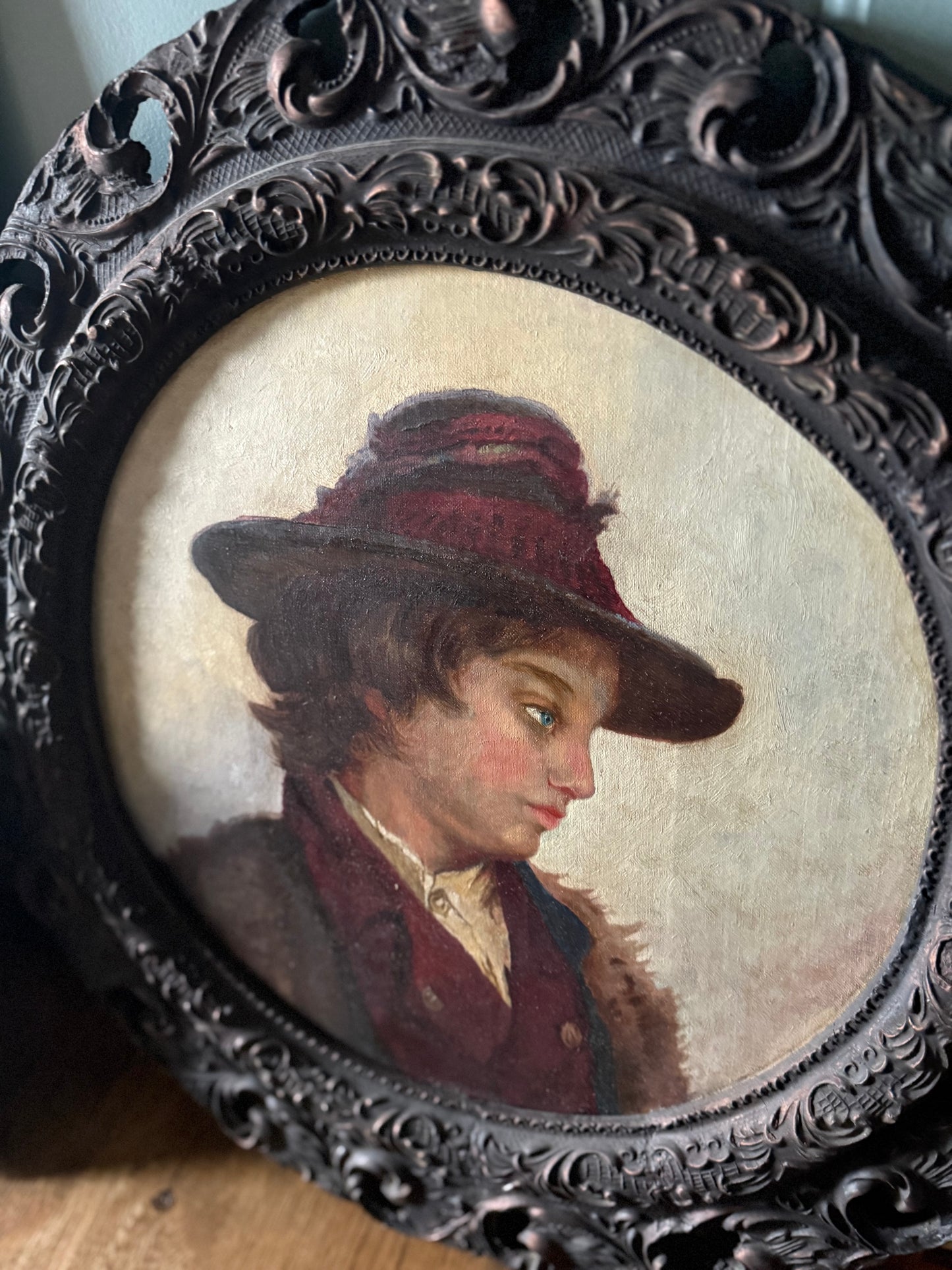 Antique Oil on Canvas, Portrait of a Boy