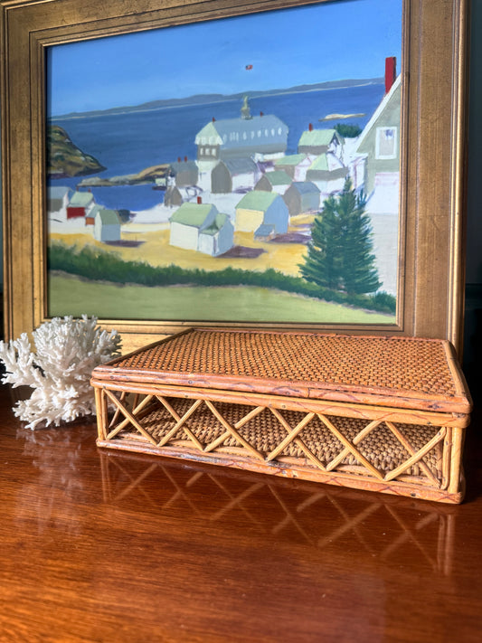 Vintage Bamboo and Rattan Rectangular Box