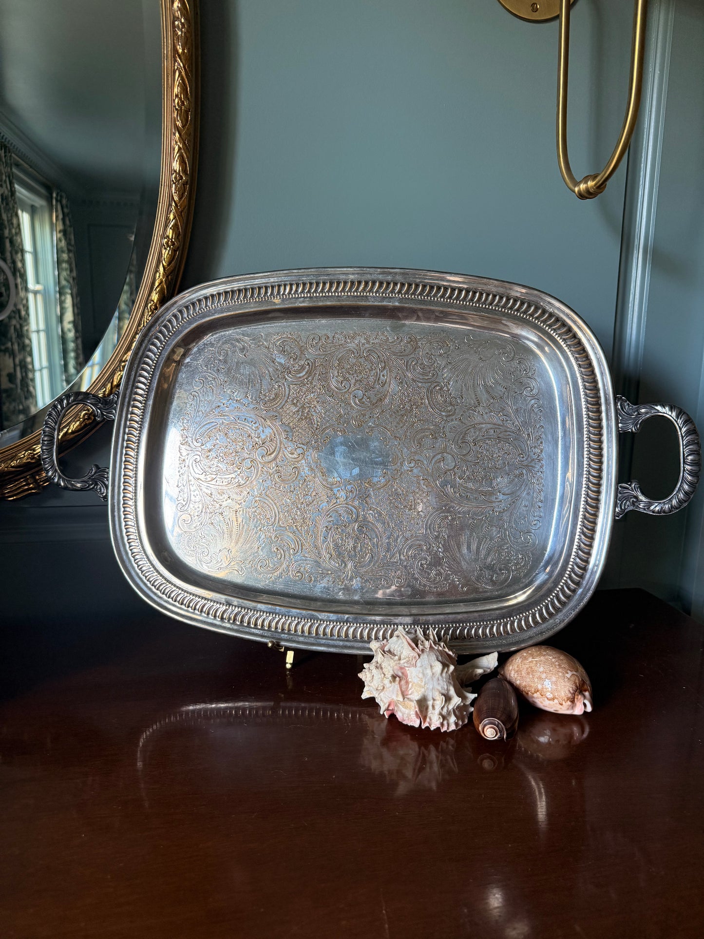 Silverplate Handled Gallery Tray