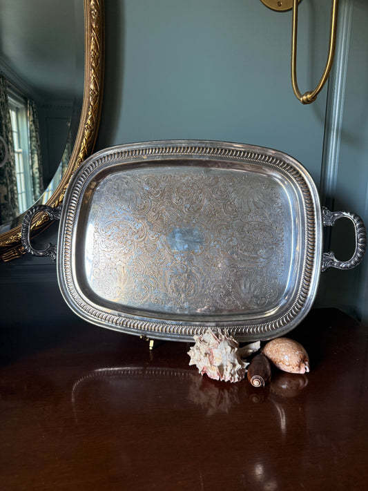 Silverplate Handled Gallery Tray