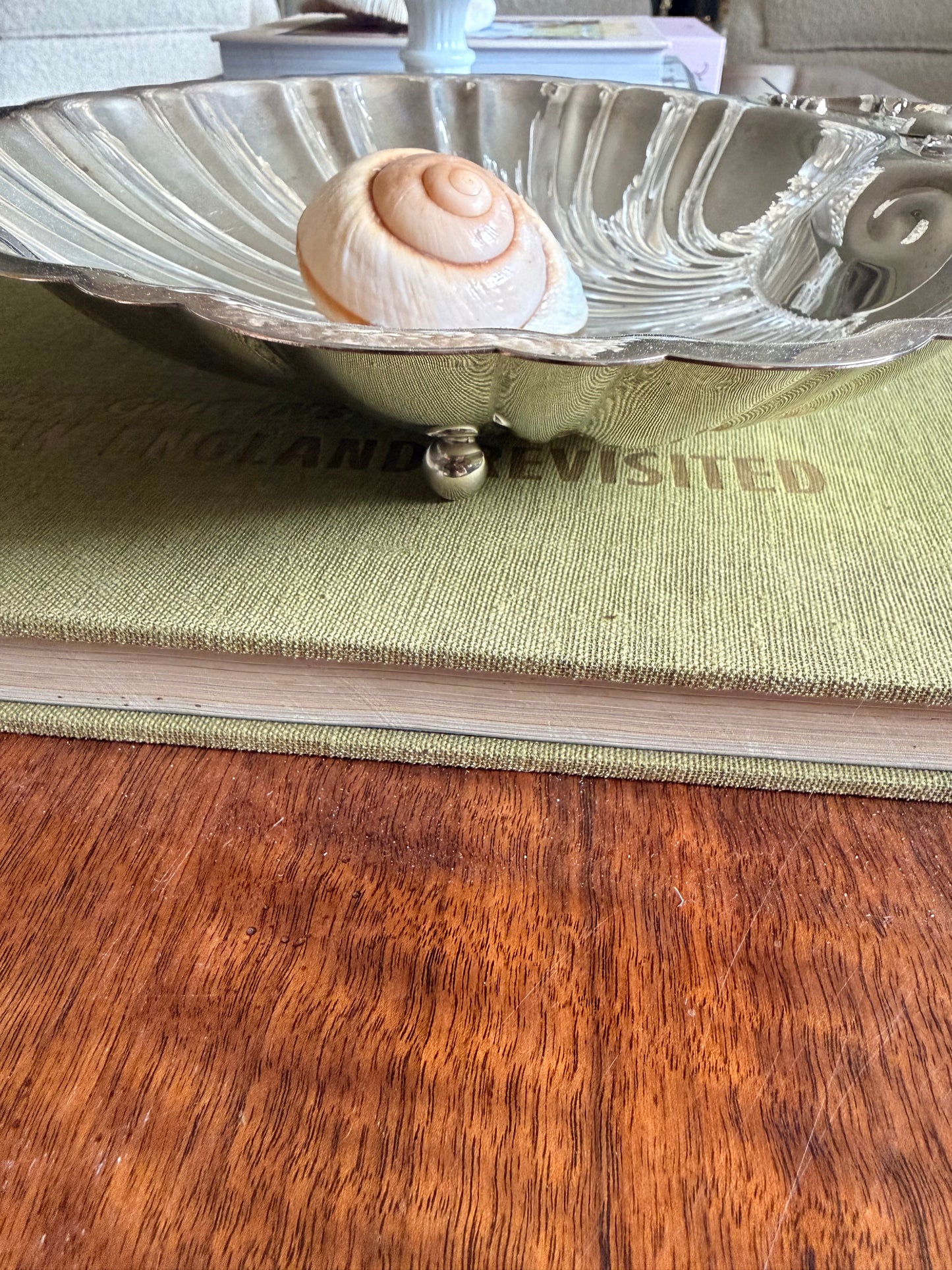 Silverplate Scalloped Shell Dish with Ball Feet