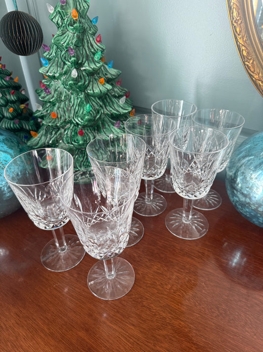 Set of 7 Waterford Lismore Crystal Wine Glasses, 8oz