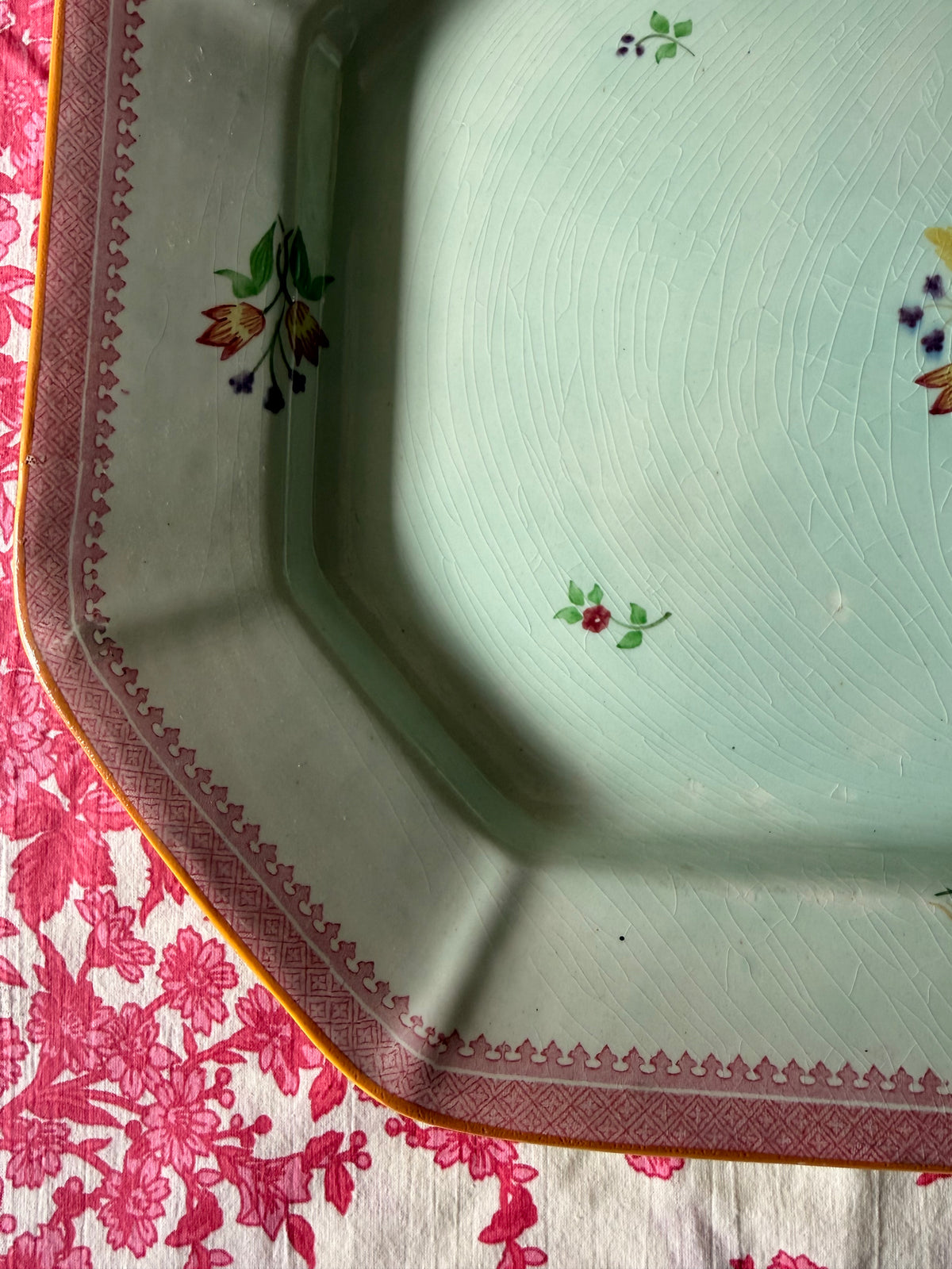 Vintage Adams Calyx Ware Lowestoft 18” Platter