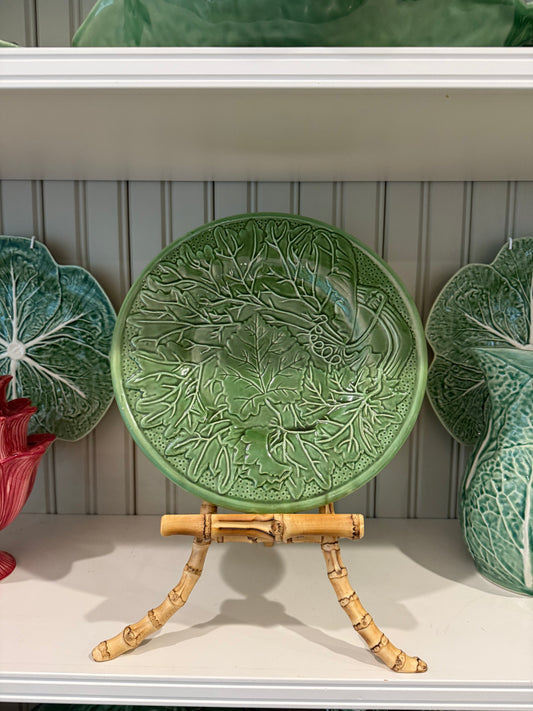 Vintage Bordallo Pinheiro Green Vine Chop Plate